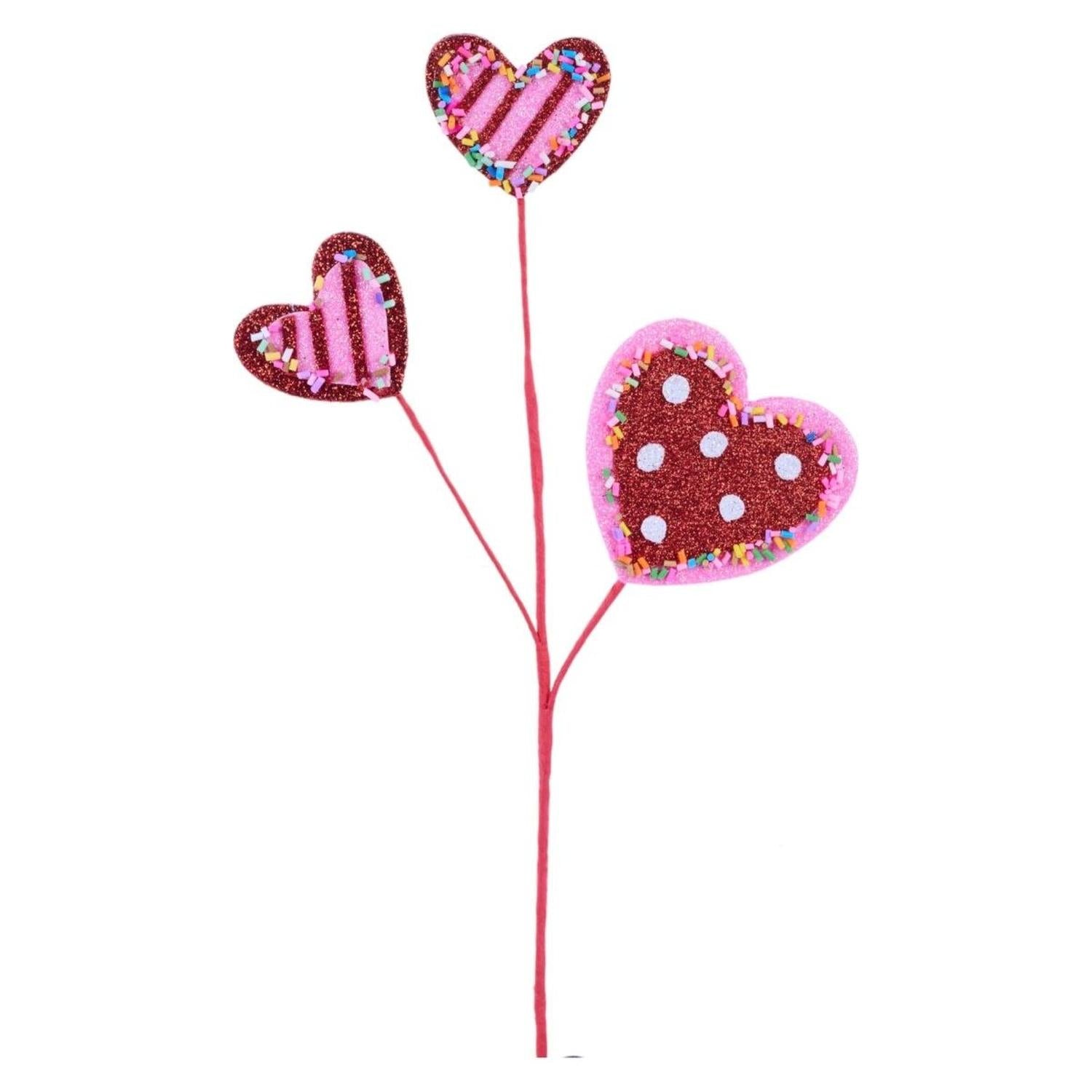 Shop For Glitter Heart w/Sprinkles Pick: Red/Pink at Michelle's aDOORable Creations