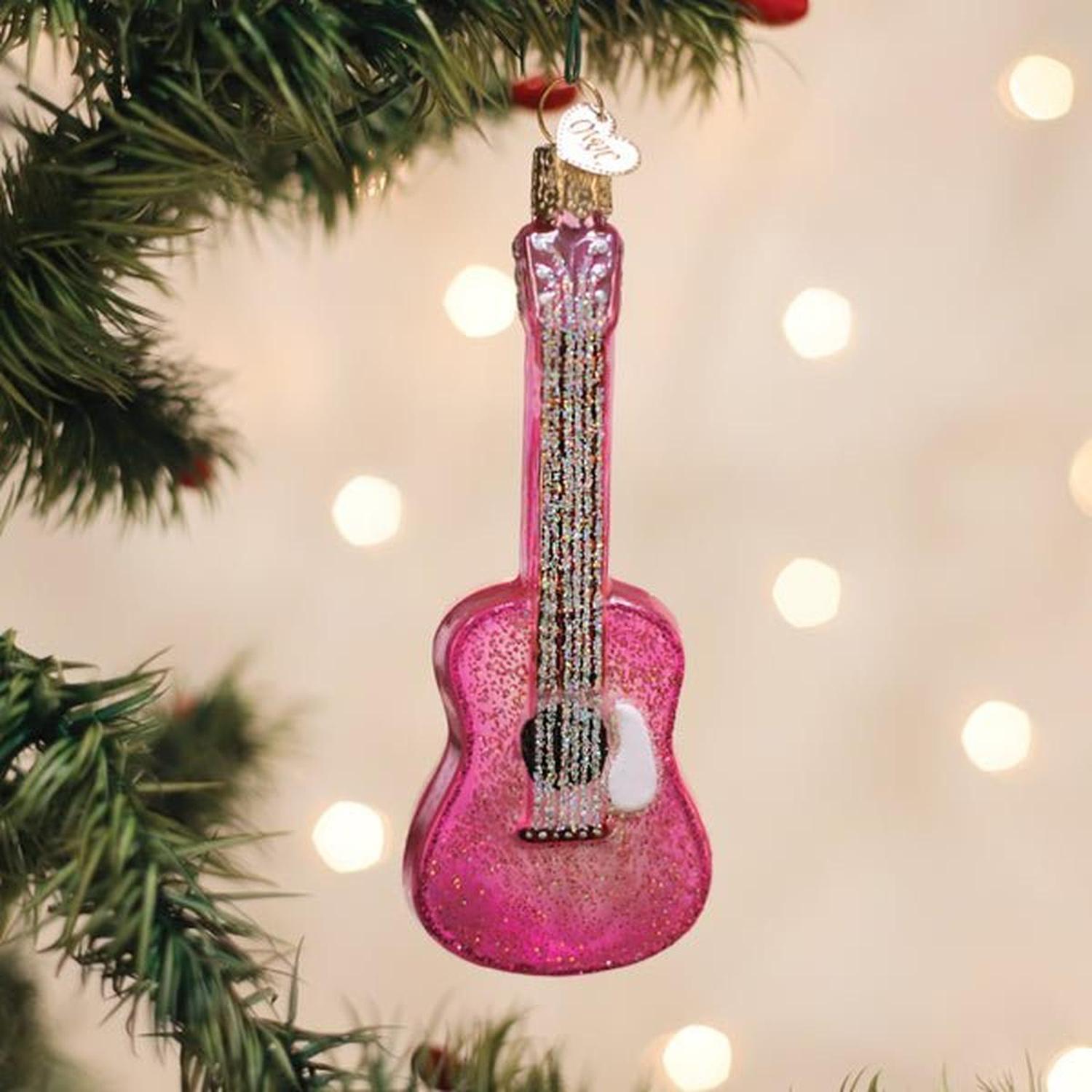 Glittered Glam Guitar Ornament