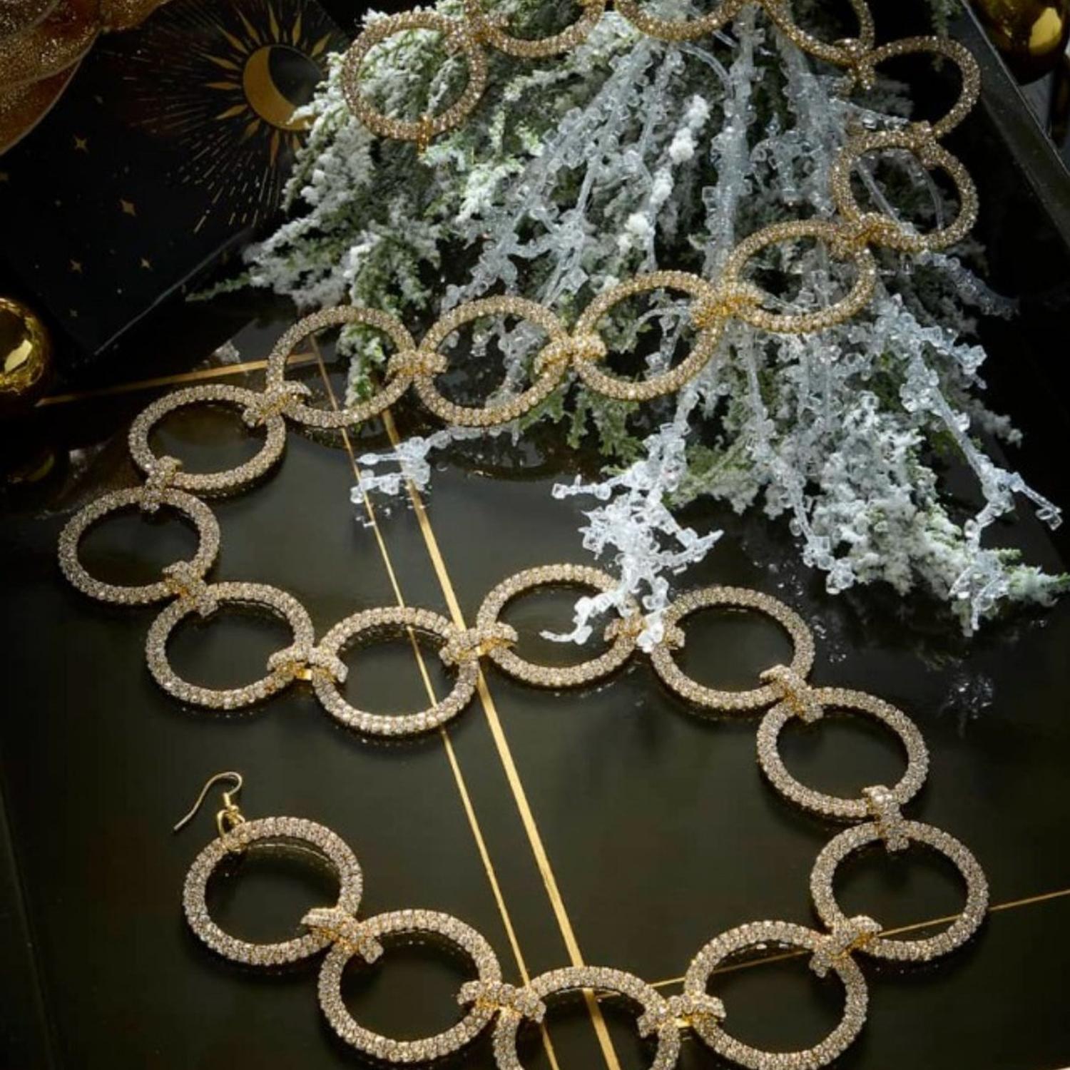 Gold Crystal Circle Christmas Garland, 36"
