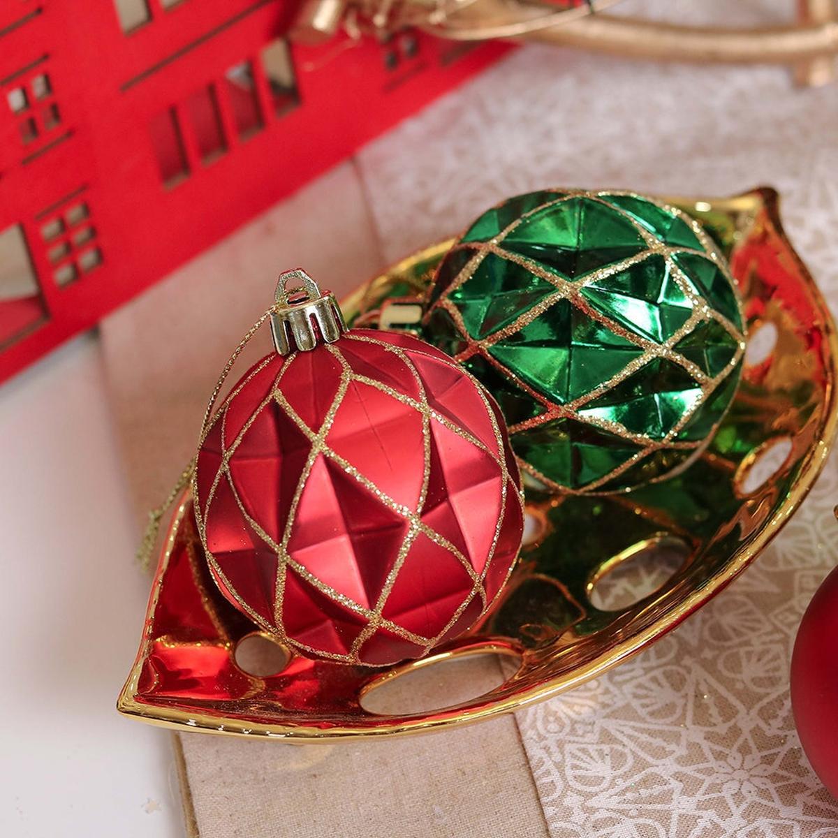 Shop For Green and Gold Glittered Tree Baubles (Set of 30)