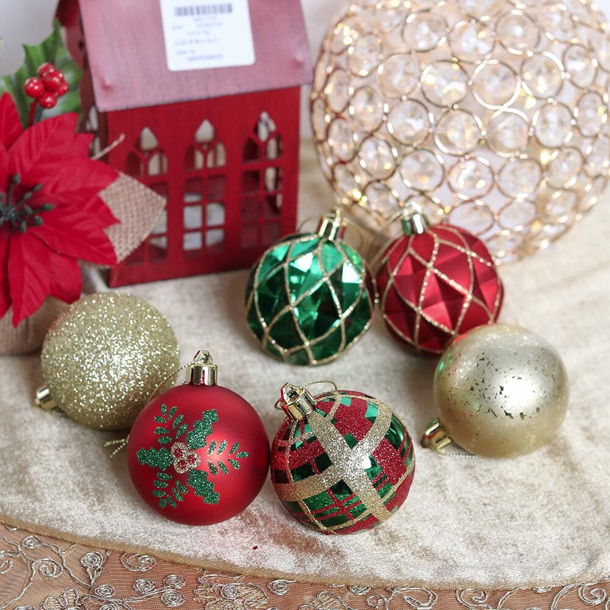 Shop For Green and Gold Glittered Tree Baubles (Set of 30)