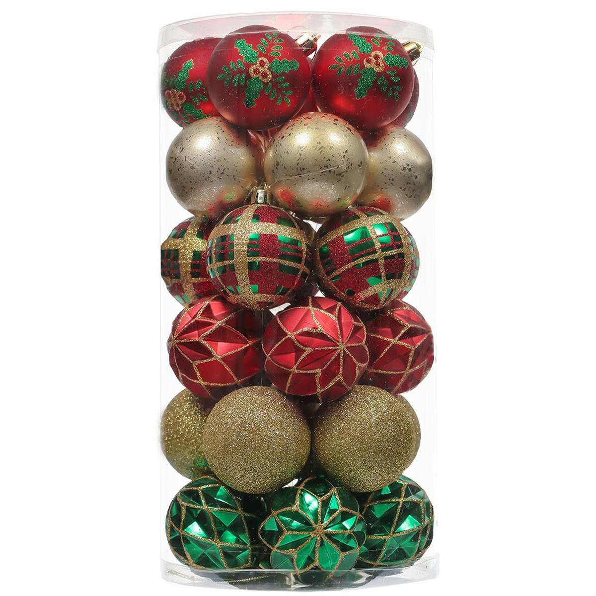 Shop For Green and Gold Glittered Tree Baubles (Set of 30)
