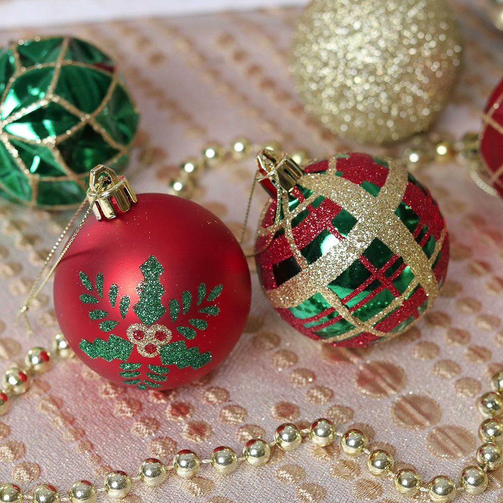 Shop For Green and Gold Glittered Tree Baubles (Set of 30)