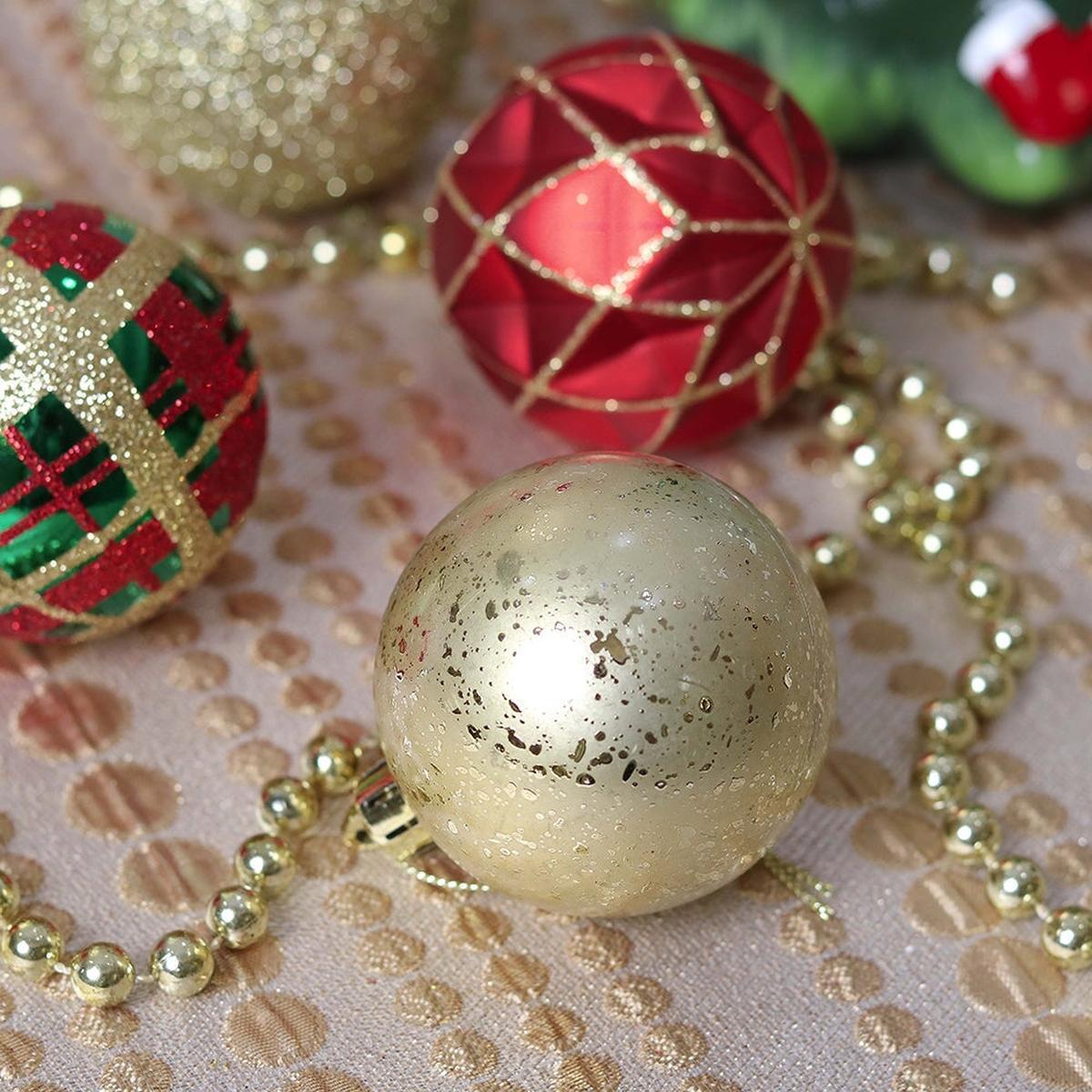Shop For Green and Gold Glittered Tree Baubles (Set of 30)