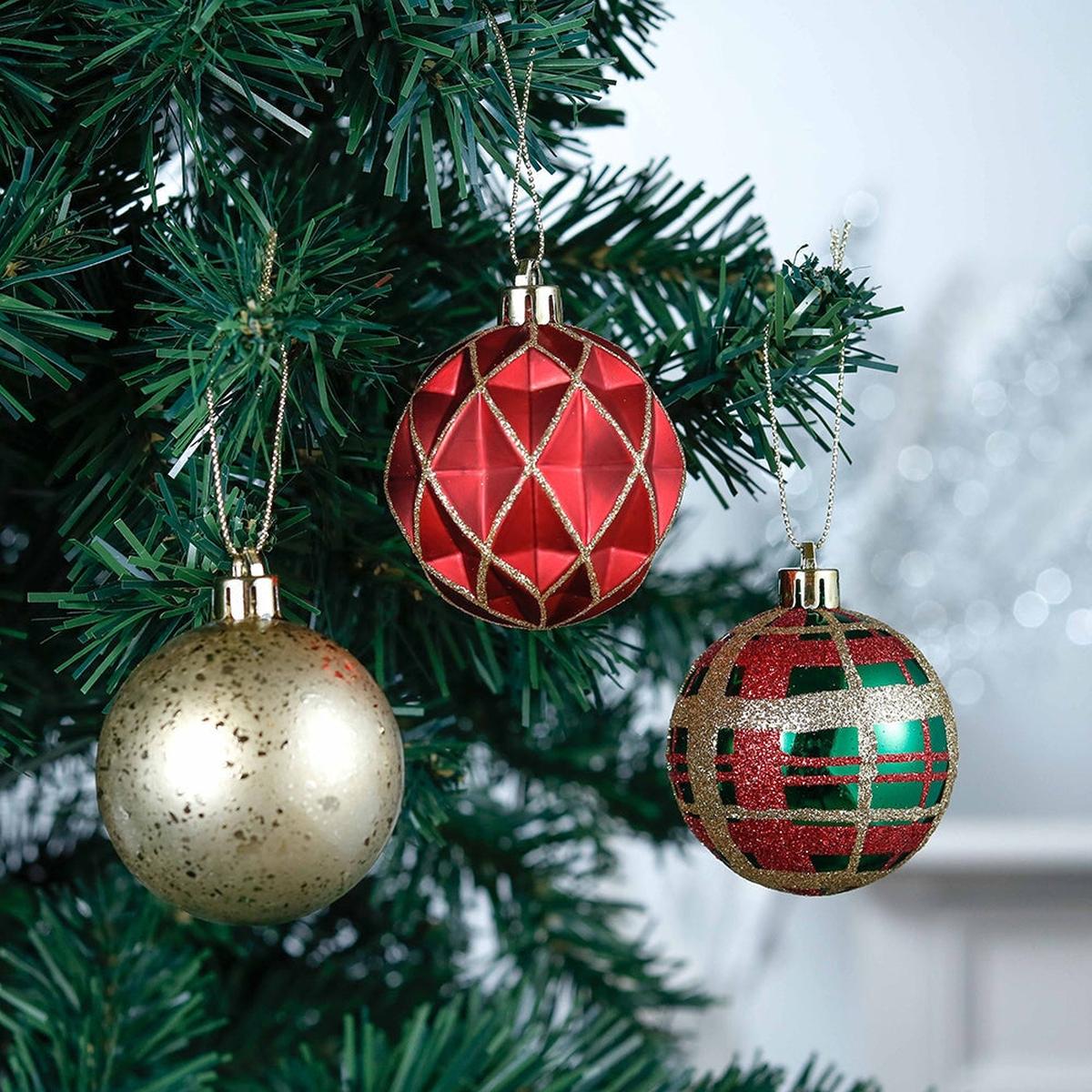 Shop For Green and Gold Glittered Tree Baubles (Set of 30)