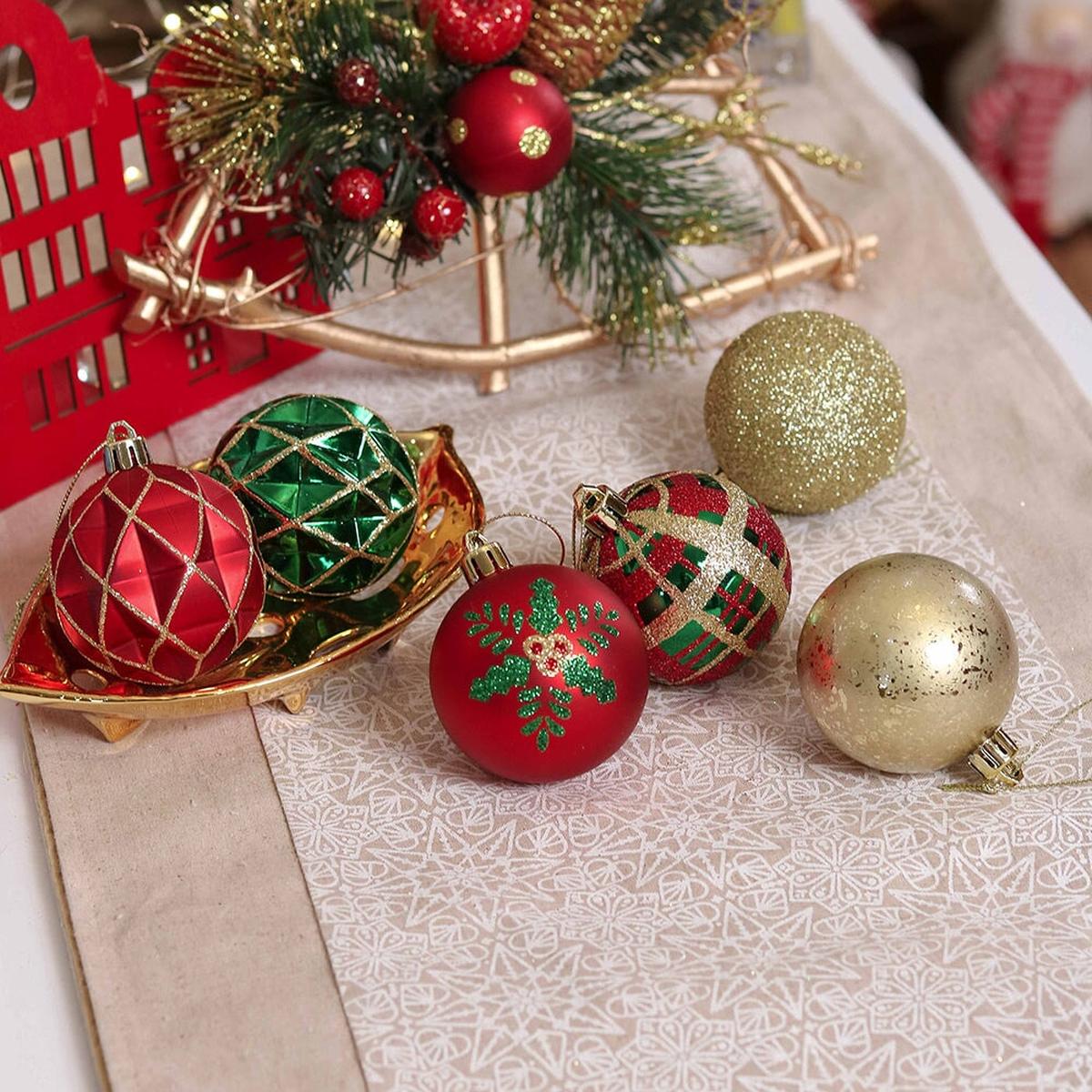 Shop For Green and Gold Glittered Tree Baubles (Set of 30)
