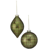 Shop For Green Glass Plaid Ornaments (Set of 2)