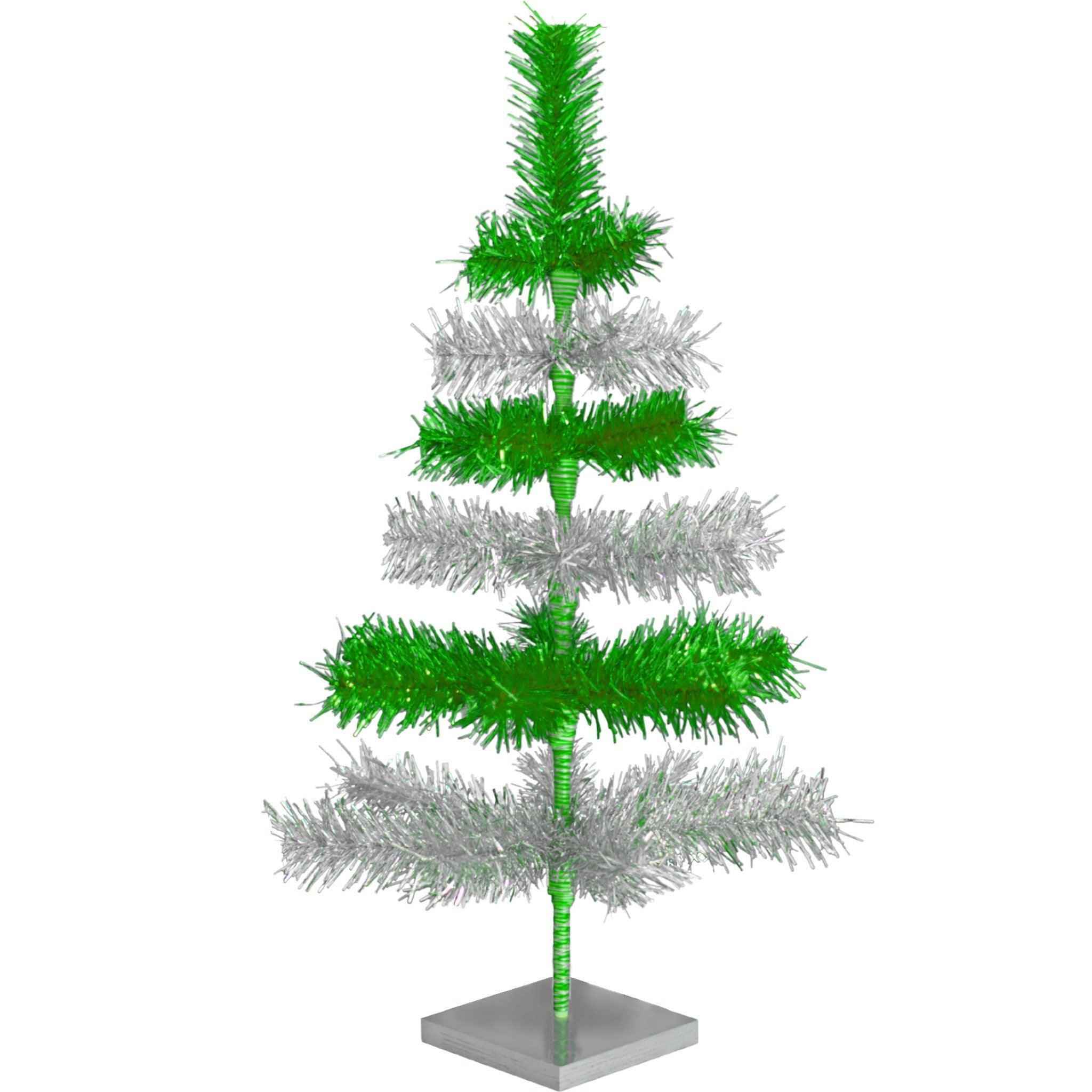 Shop For Green & Silver Layered Tinsel Christmas Tree