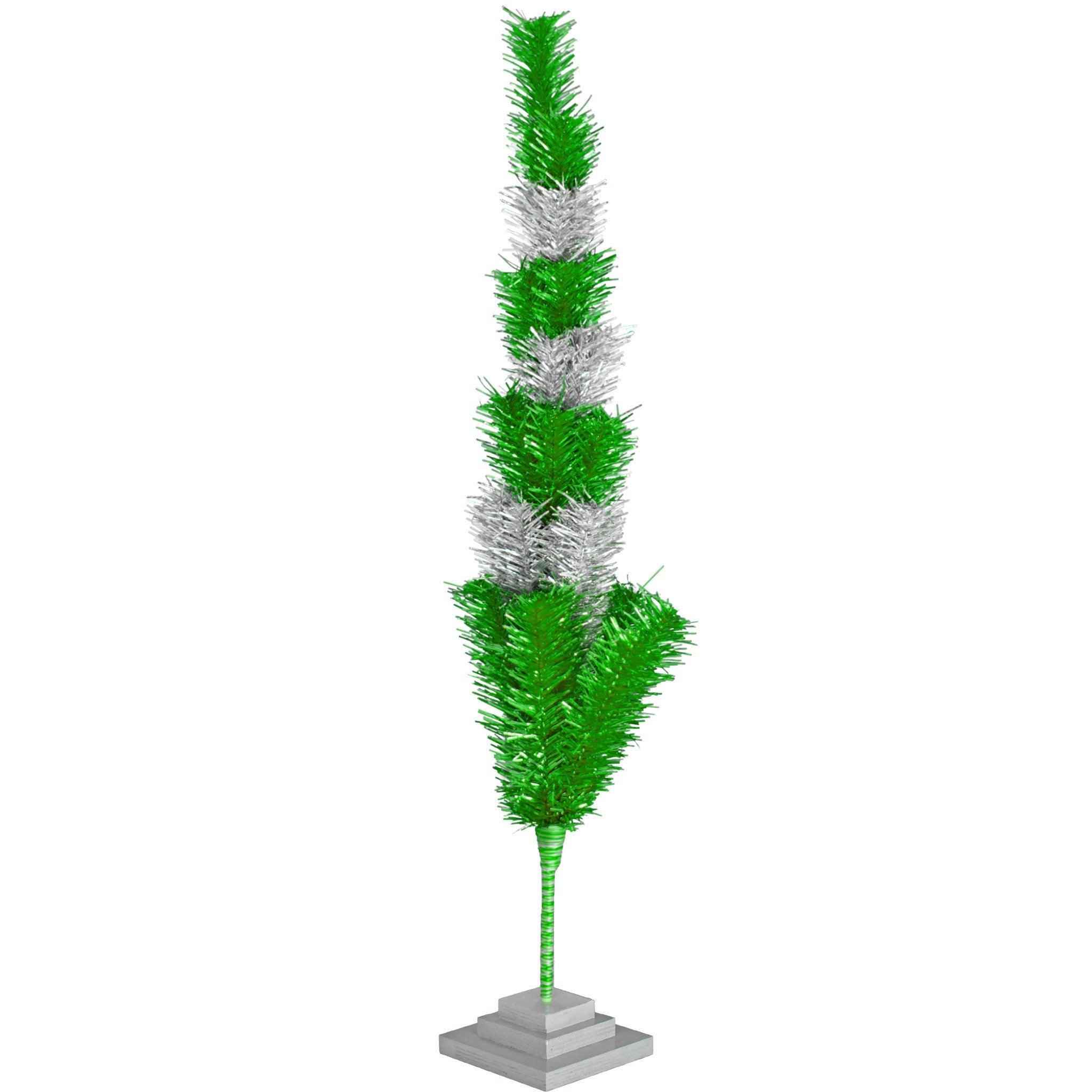 Shop For Green & Silver Layered Tinsel Christmas Tree