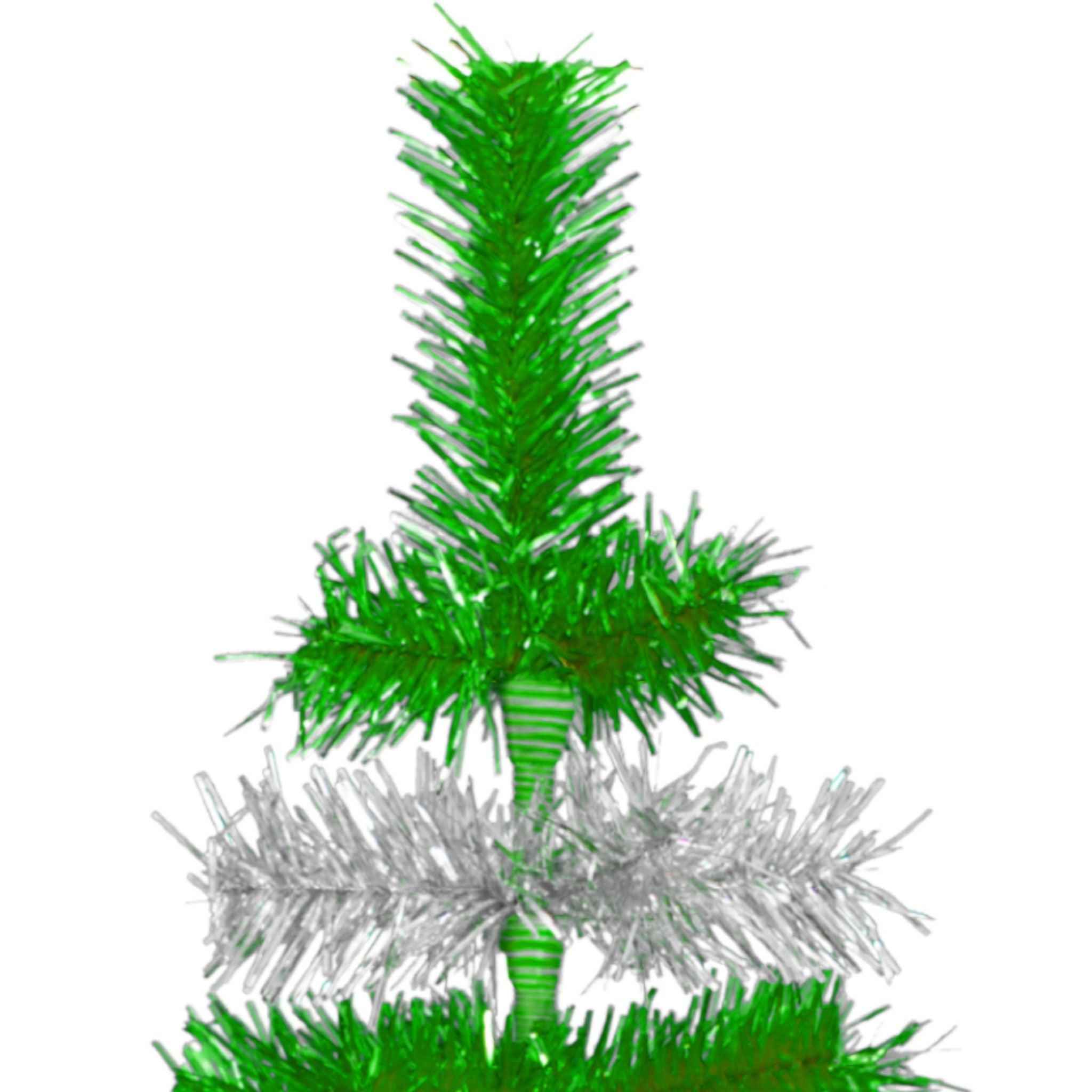 Shop For Green & Silver Layered Tinsel Christmas Tree