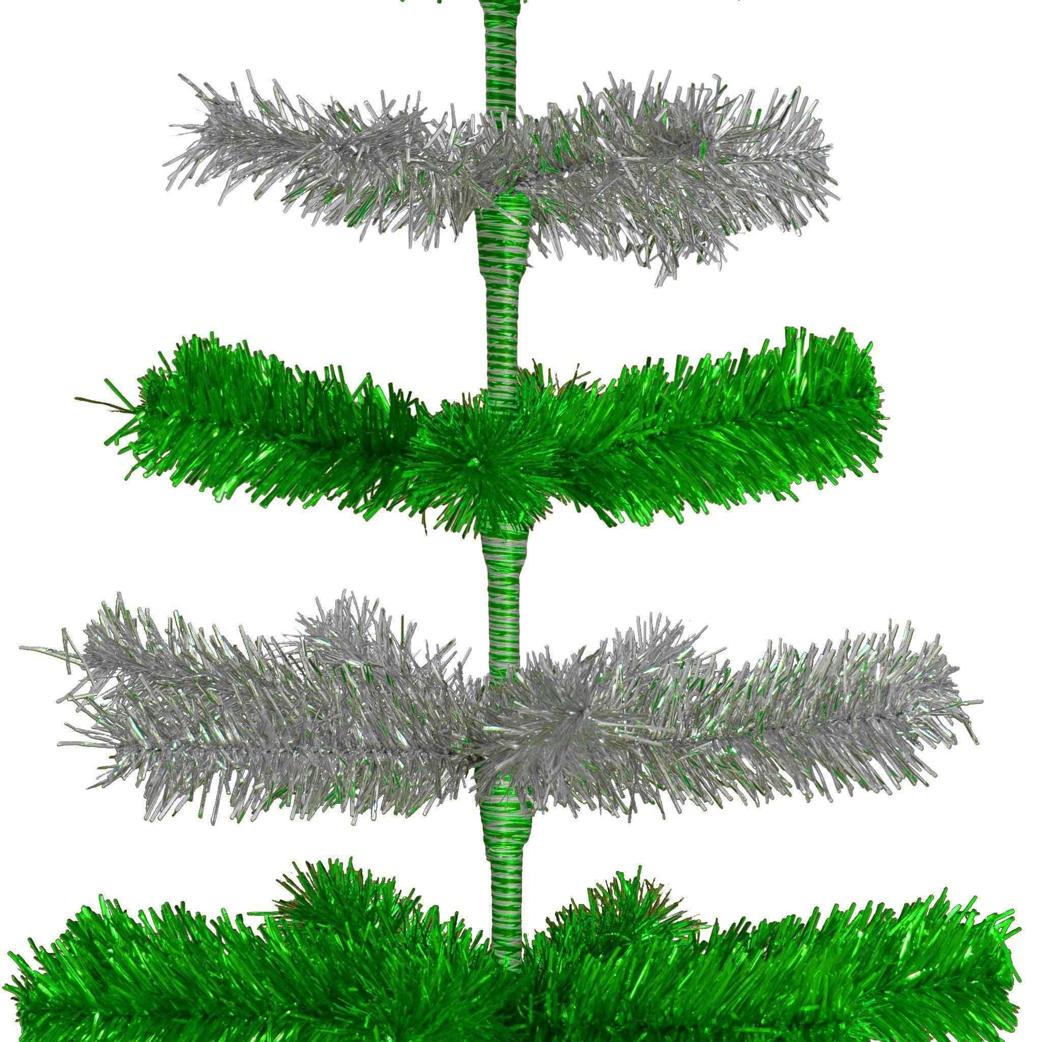 Shop For Green & Silver Layered Tinsel Christmas Tree