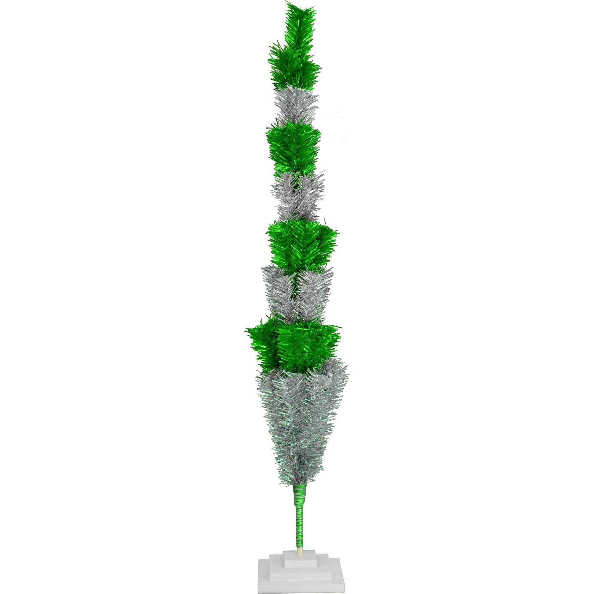 Shop For Green & Silver Layered Tinsel Christmas Tree