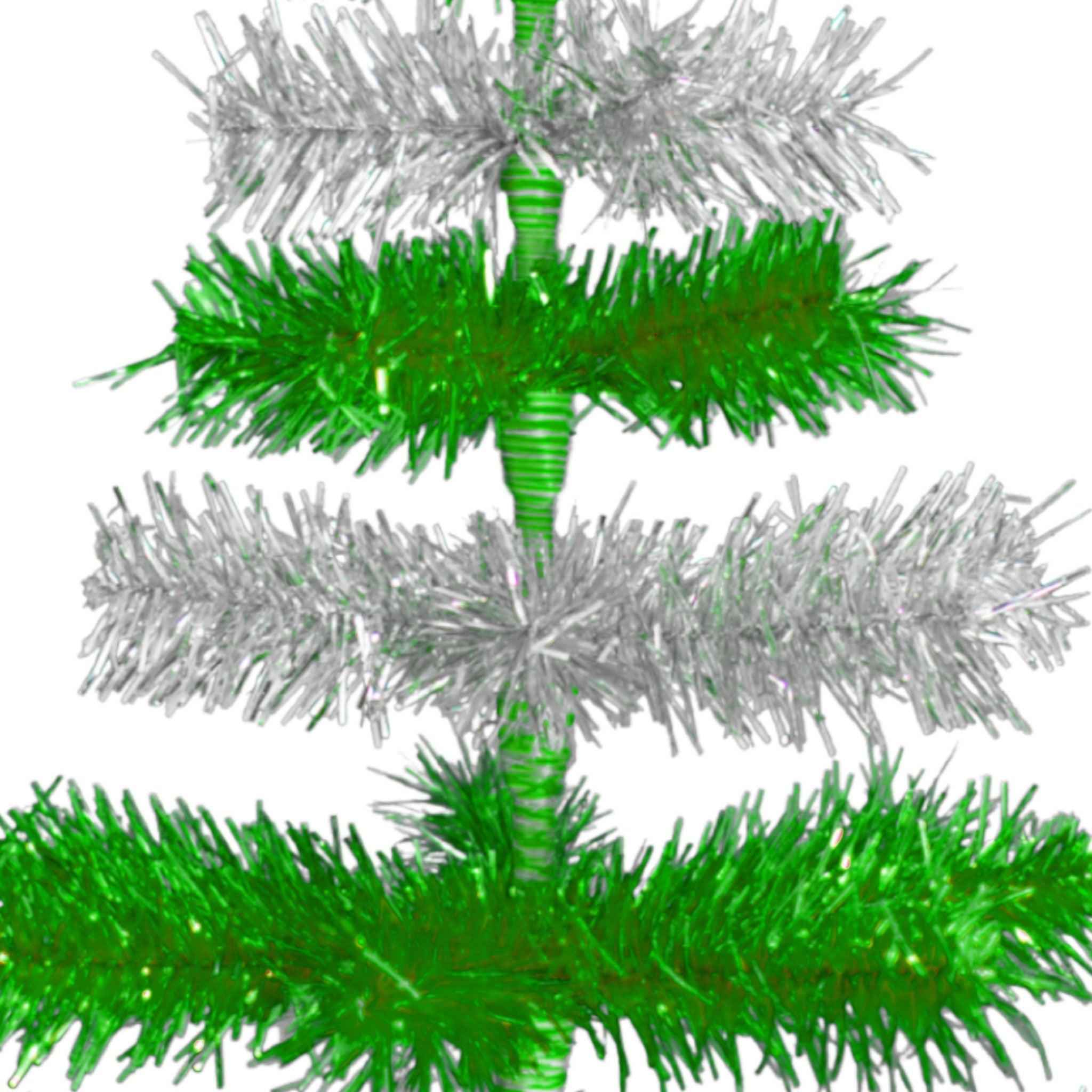 Shop For Green & Silver Layered Tinsel Christmas Tree