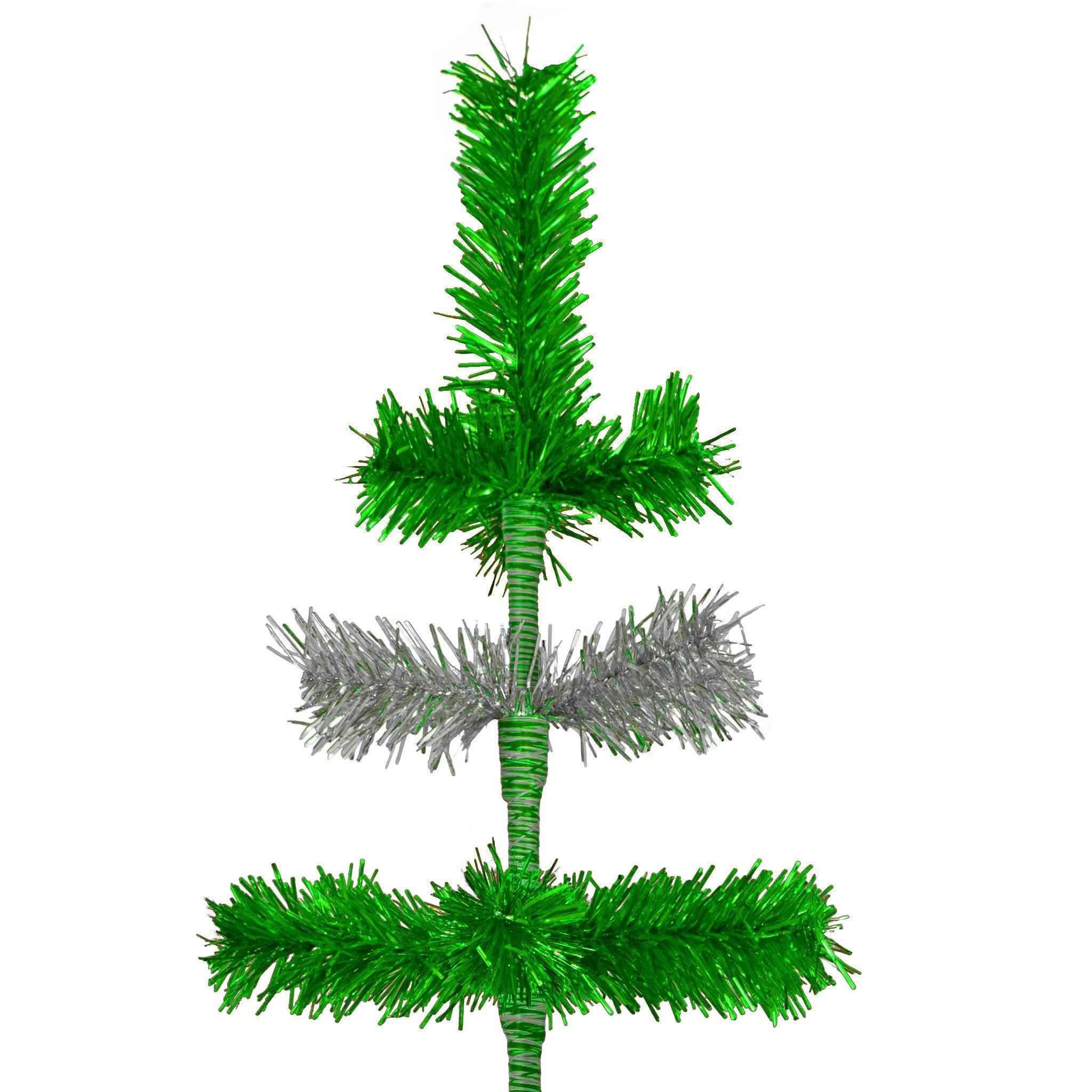 Shop For Green & Silver Layered Tinsel Christmas Tree