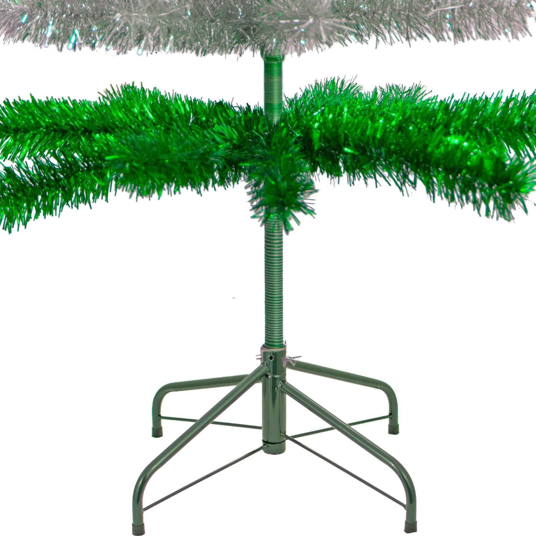 Shop For Green & Silver Layered Tinsel Christmas Tree