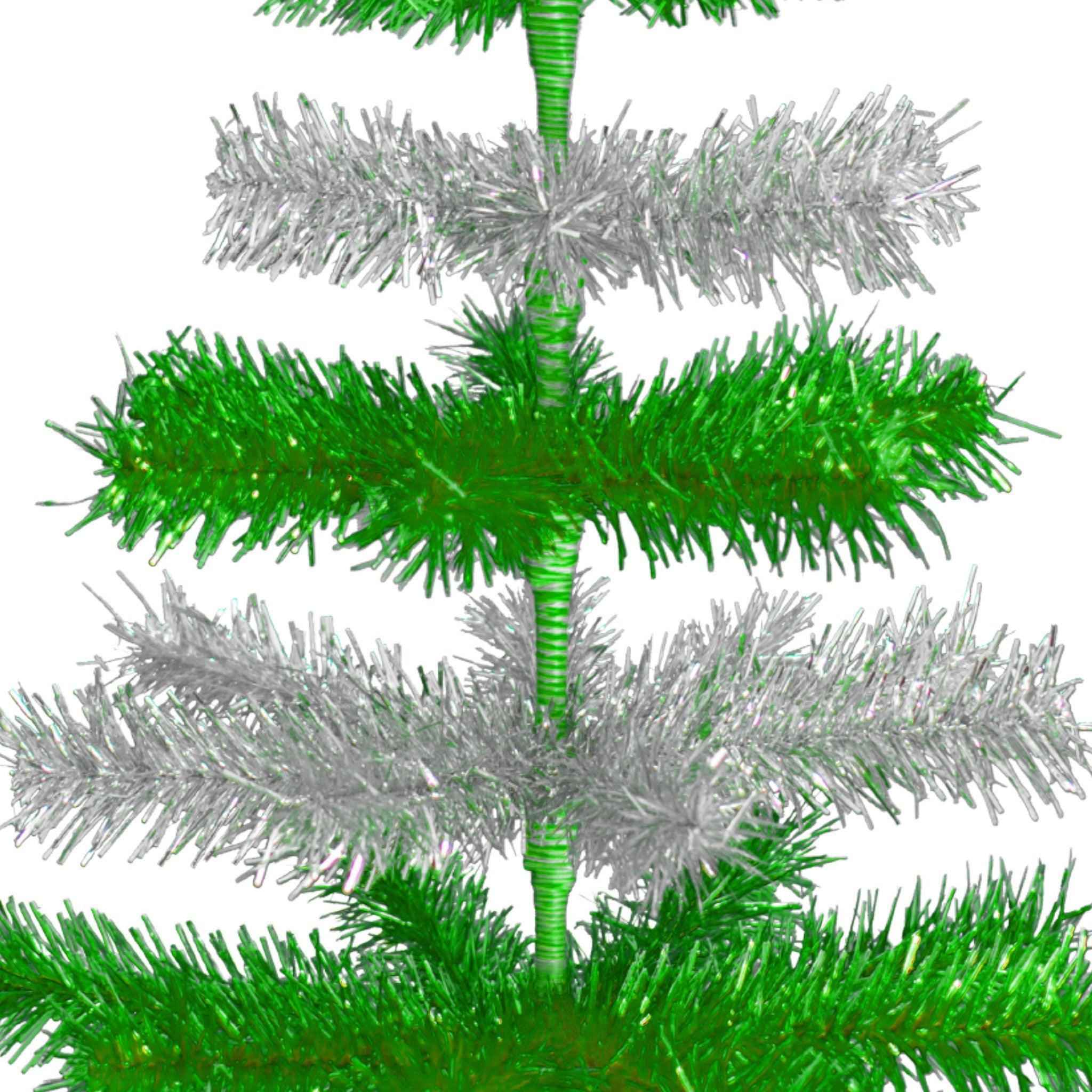 Shop For Green & Silver Layered Tinsel Christmas Tree
