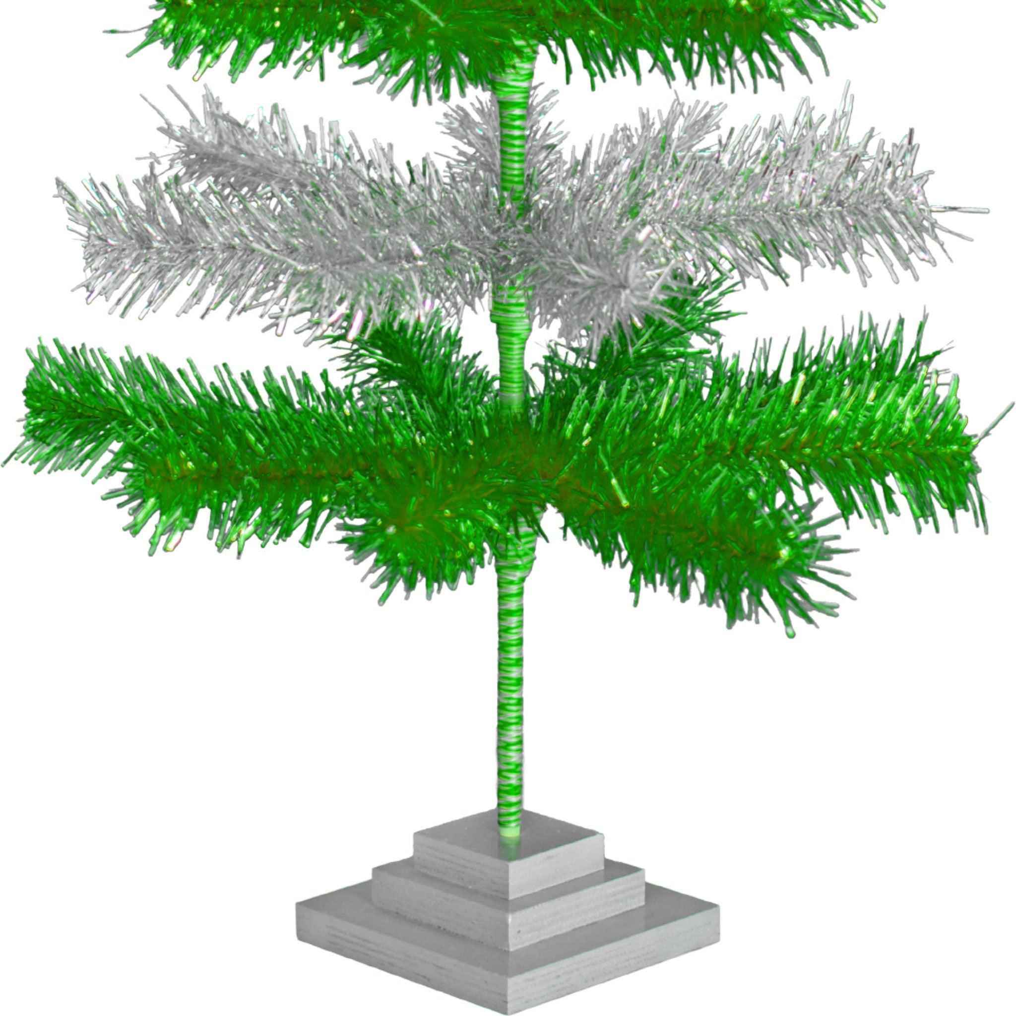 Shop For Green & Silver Layered Tinsel Christmas Tree