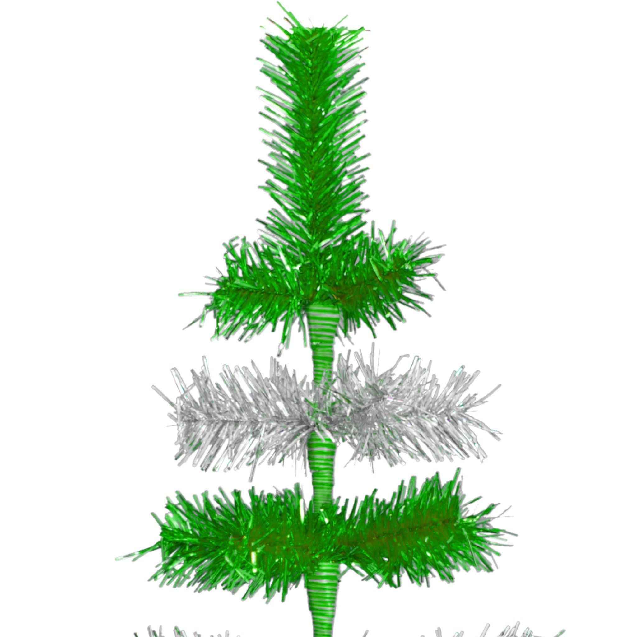Shop For Green & Silver Layered Tinsel Christmas Tree