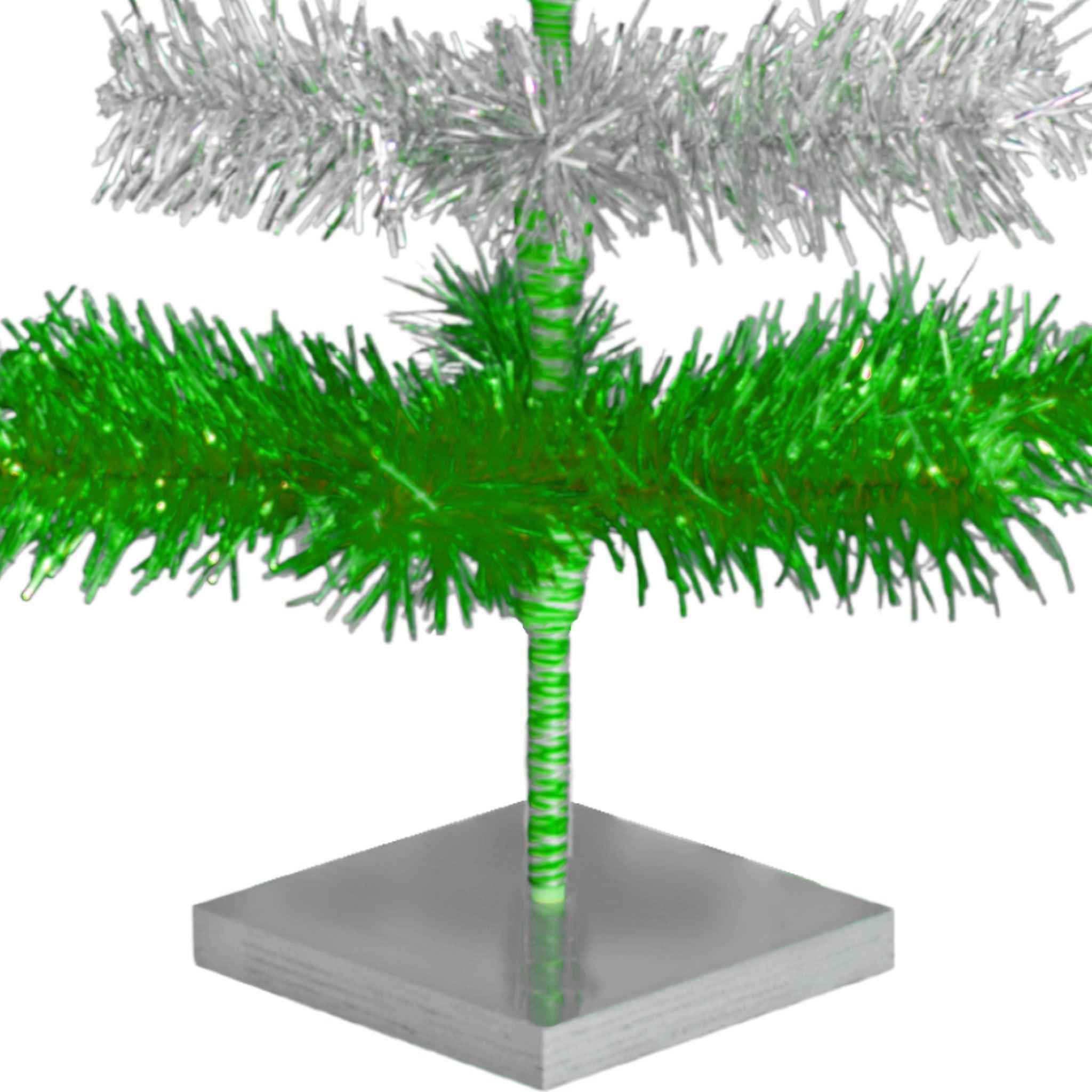 Shop For Green & Silver Layered Tinsel Christmas Tree