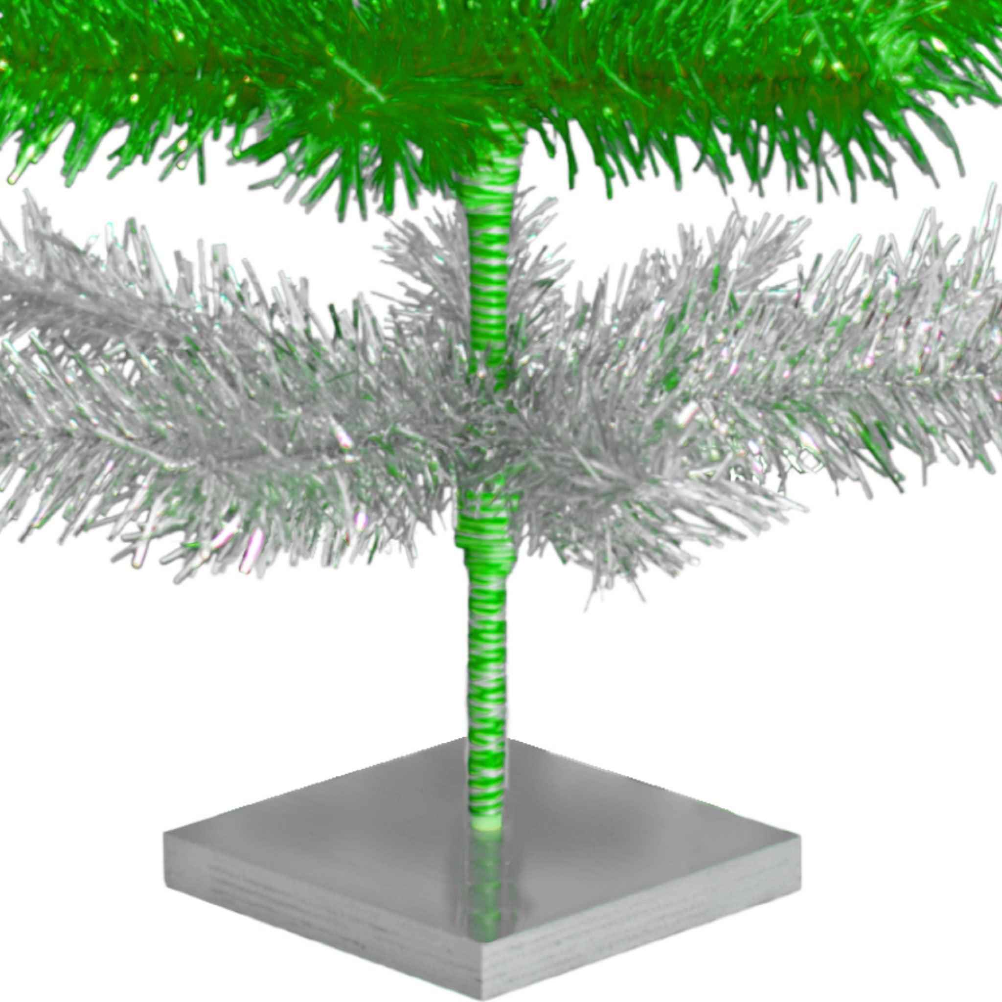 Shop For Green & Silver Layered Tinsel Christmas Tree