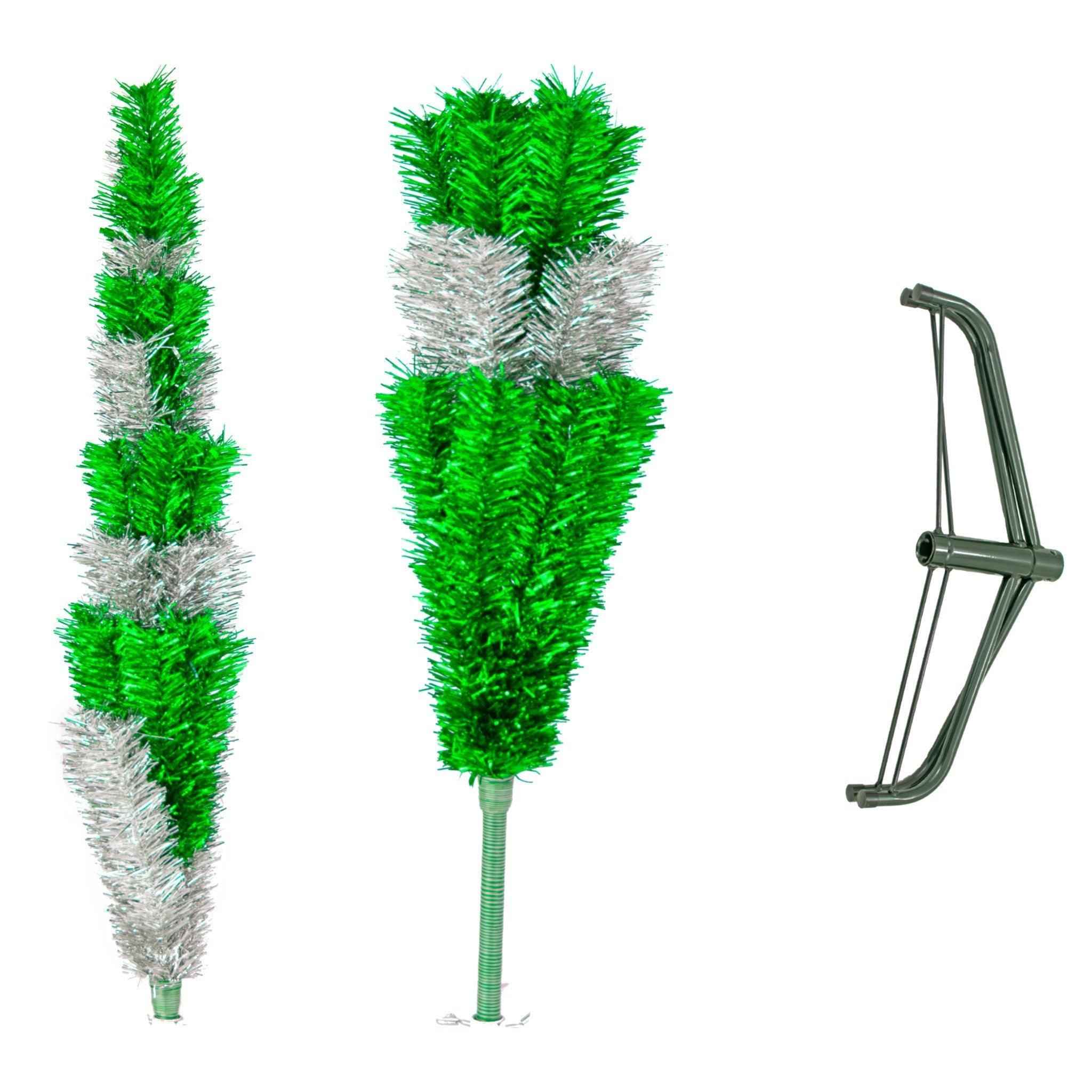 Shop For Green & Silver Layered Tinsel Christmas Tree