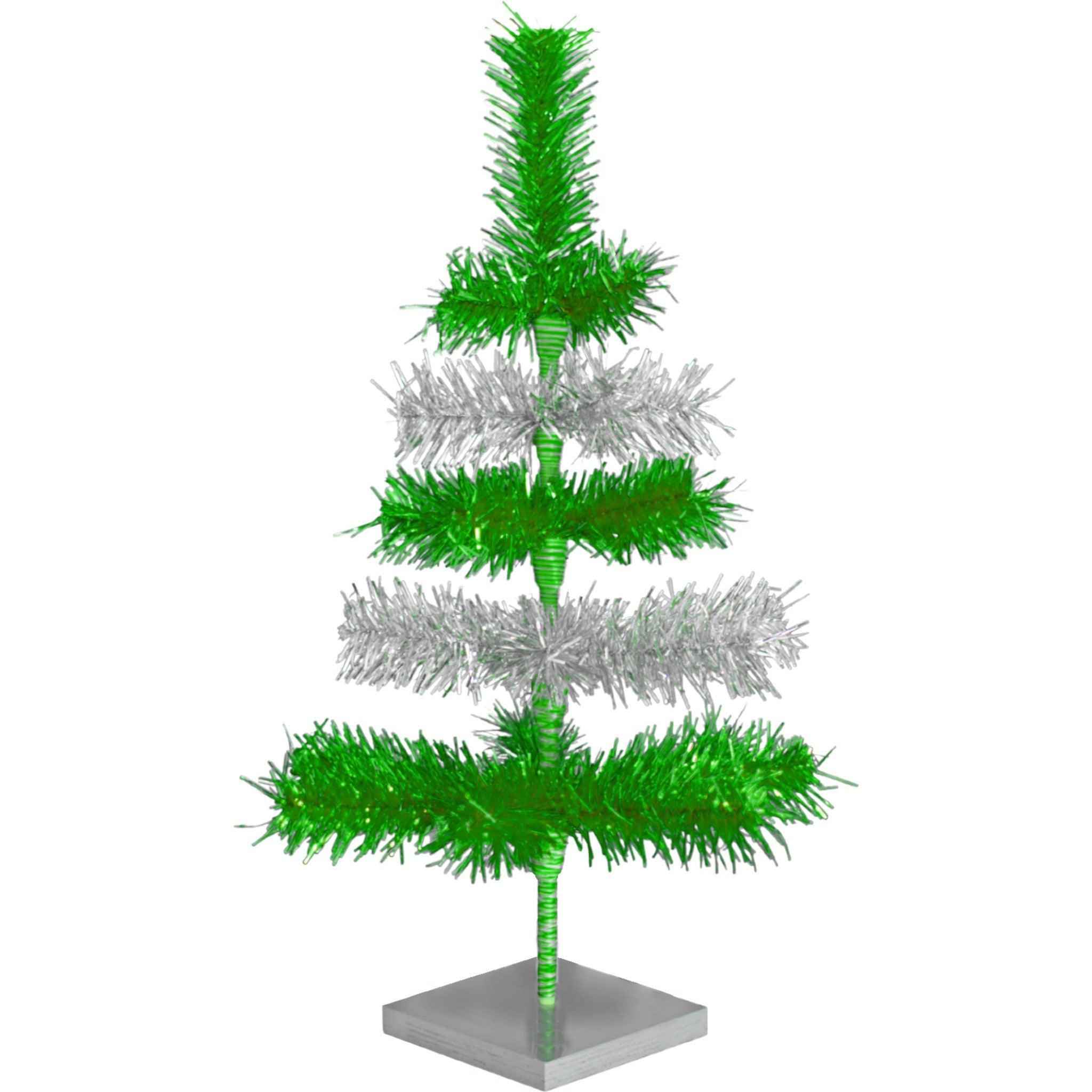 Shop For Green & Silver Layered Tinsel Christmas Tree
