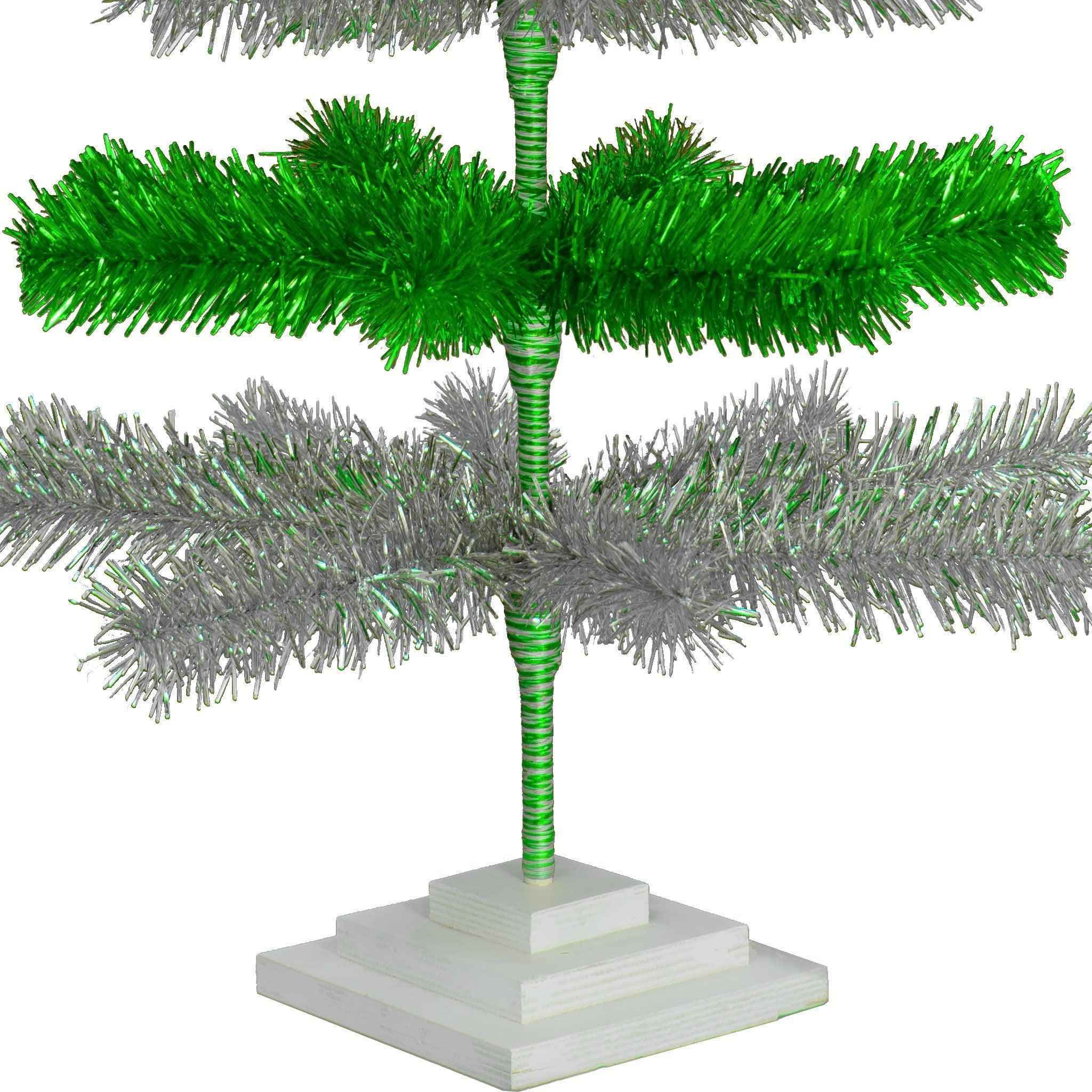 Shop For Green & Silver Layered Tinsel Christmas Tree