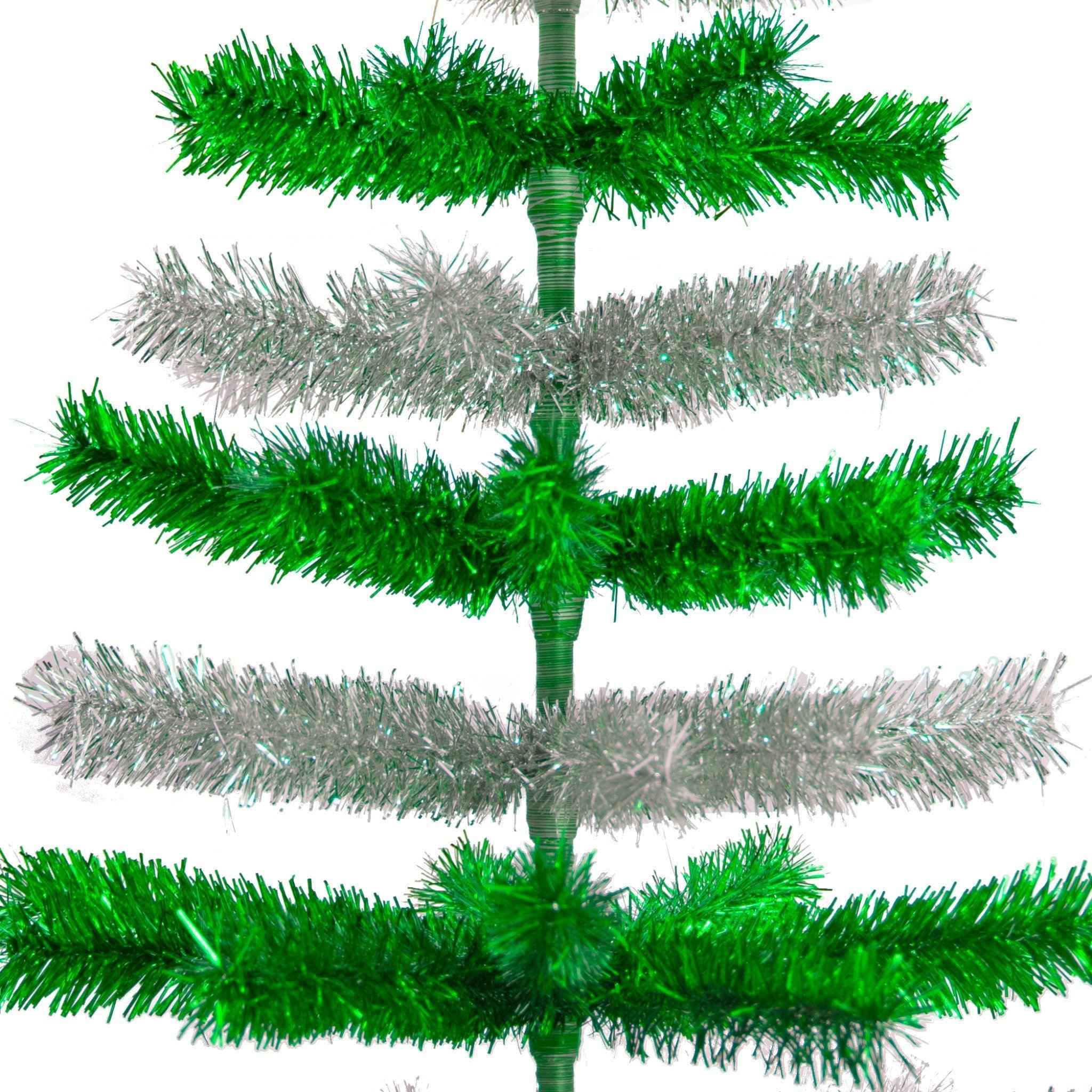 Shop For Green & Silver Layered Tinsel Christmas Tree