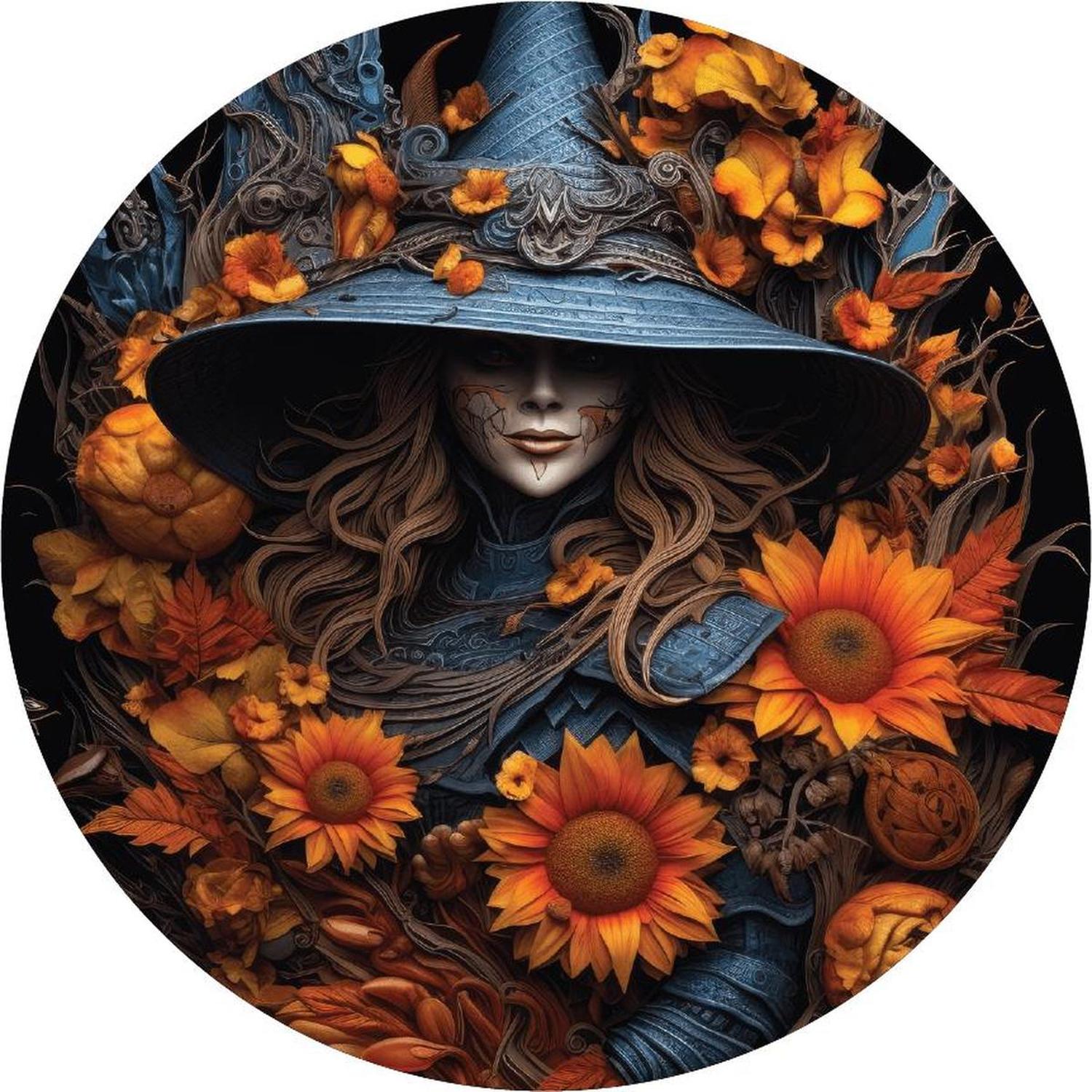 Halloween 2D Witch Sunflowers Sign
