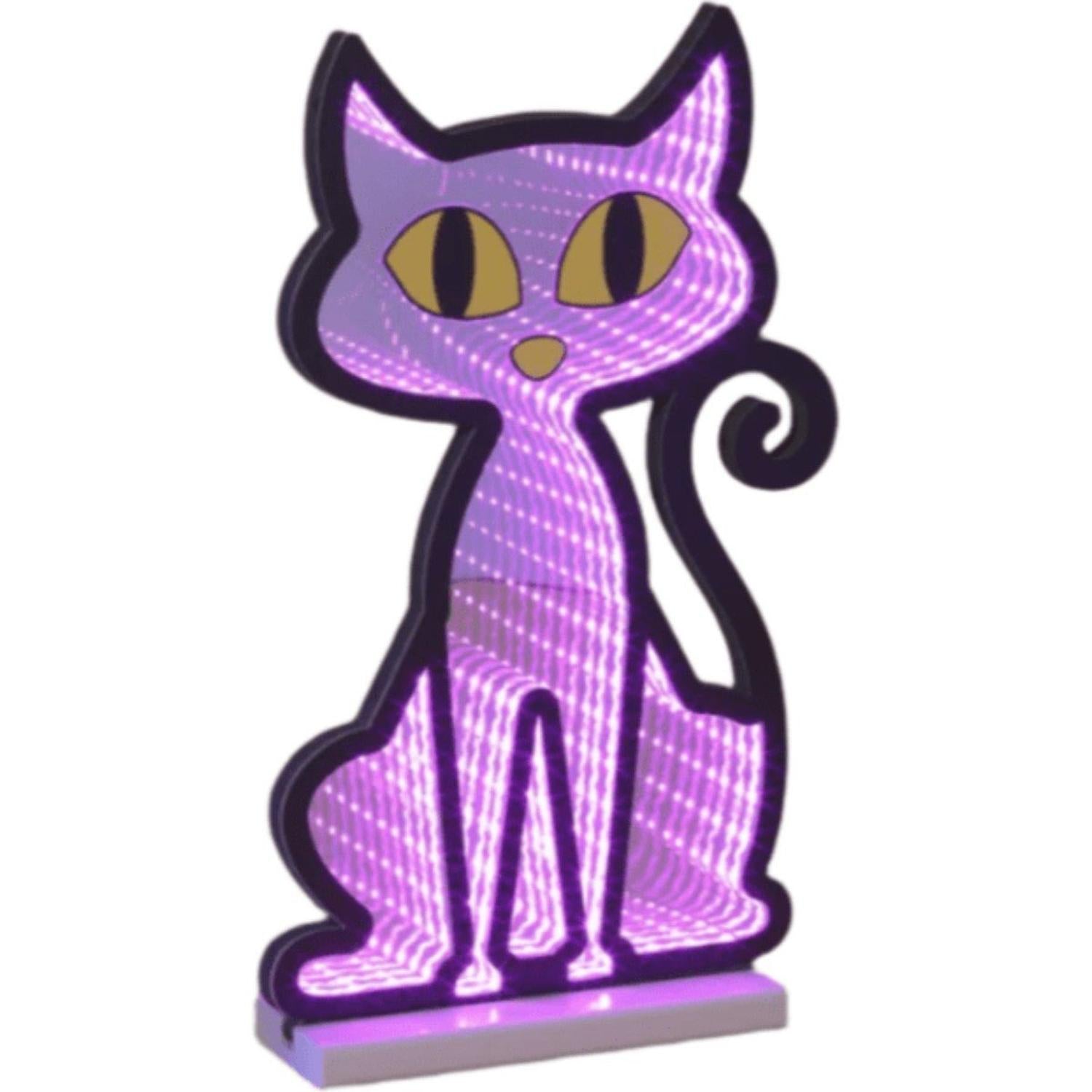 Halloween Cat Infinity Light Display 15"H