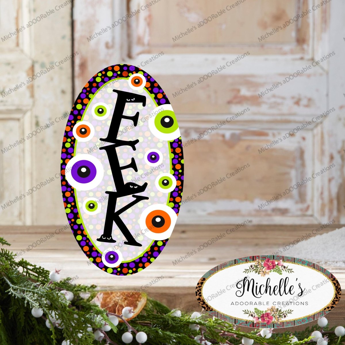 Shop For Halloween Eyeballs EEK Oval Sign