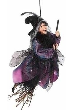 Shop For Halloween Fancy Witch on Broom at Michelle's aDOORable Creations