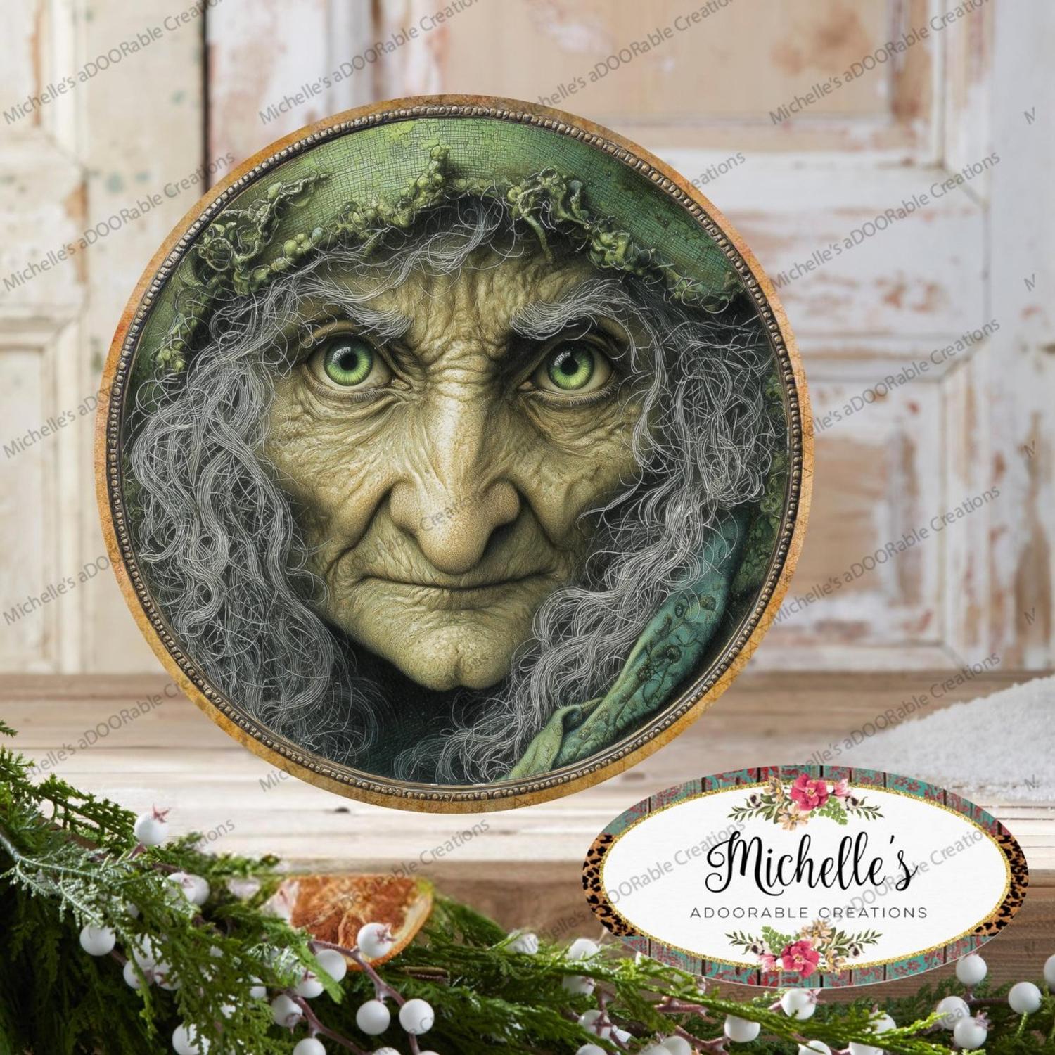 Shop For Halloween Green Witch Face Metal Sign