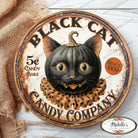 Shop For Halloween Vintage Black Cat Candy Company Round Sign