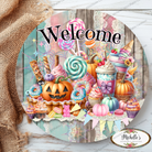 Shop For Halloween Welcome Pastel Candy Round Sign