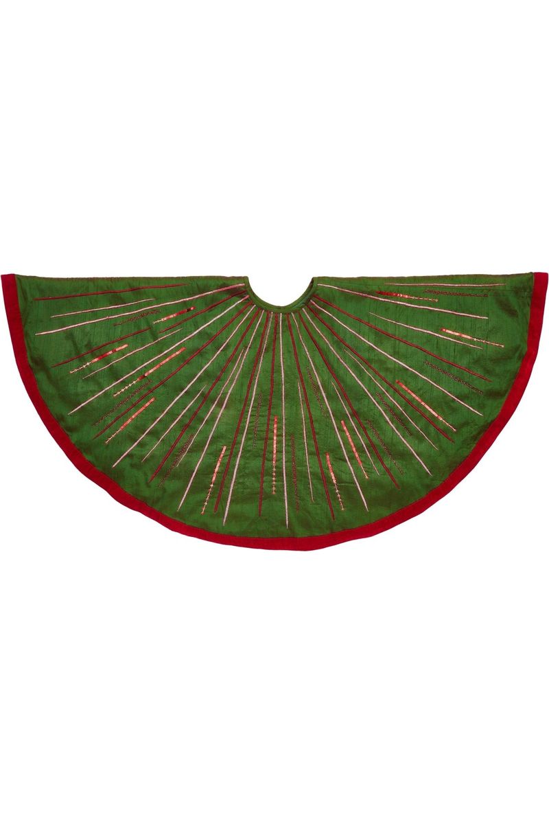 Shop For Hand Beaded Starburst Green Christmas Tree Skirt at Michelle's aDOORable Creations