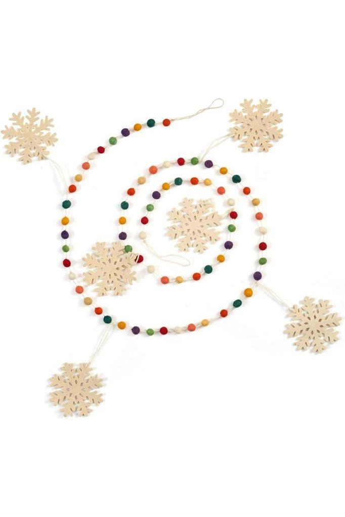 Shop For Hand Felted Wool Christmas Garland White Snowflakes - 6' at Michelle's aDOORable Creations