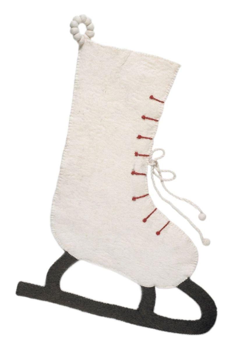 Shop For Hand Felted Wool Christmas Stocking - Cream Skate at Michelle's aDOORable Creations