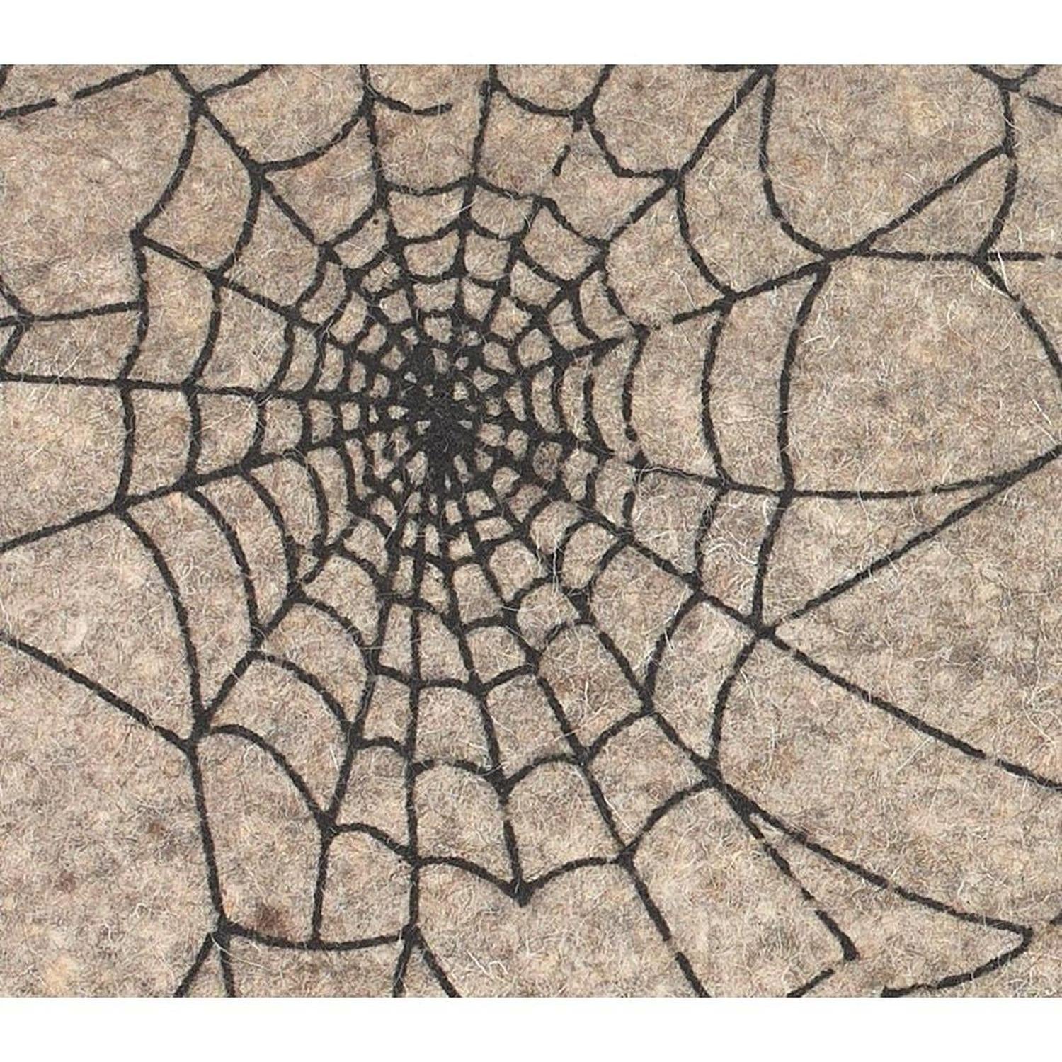 Hand Felted Wool Halloween Spider Web Table Runner - 14x72" Arcadia Home