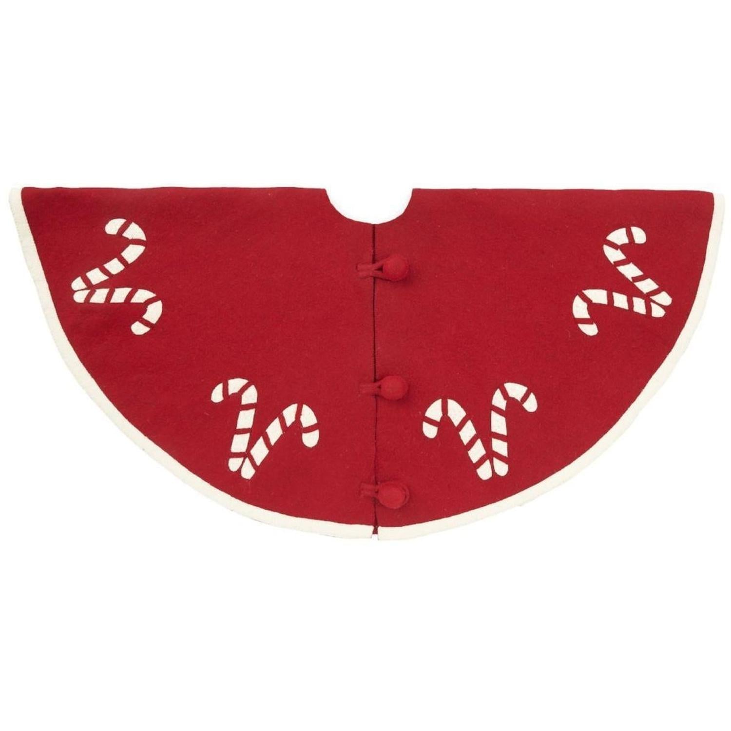 Handmade Candy Canes Red Felt Christmas Tree Skirt Felt 60" Arcadia Home