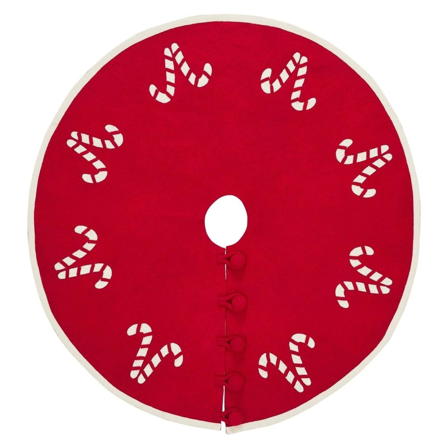 Shop For Handmade Candy Canes Red Felt Christmas Tree Skirt Felt 60" Arcadia Home
