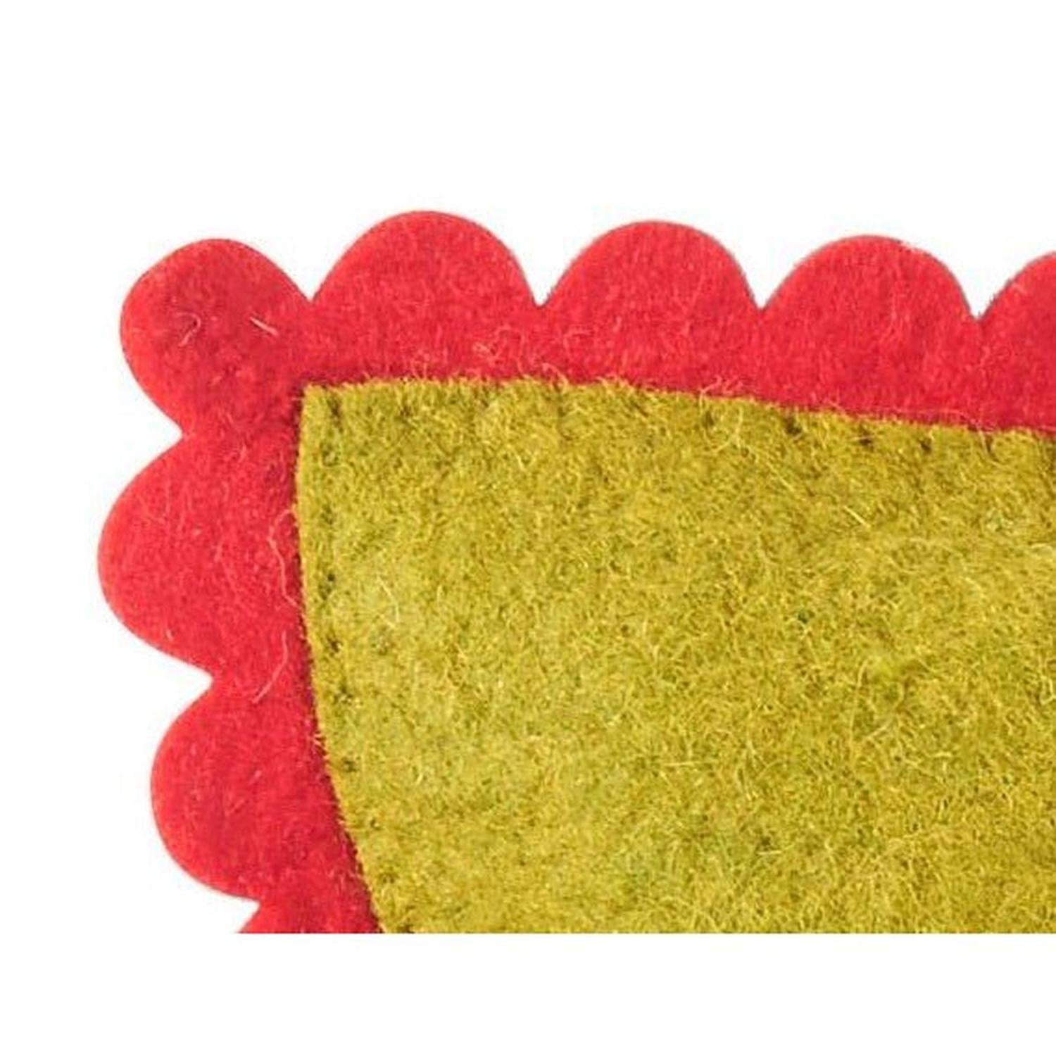 Handmade Christmas Pillow Hand Felted Wool - Letter to Santa Pocket Green - 18" Arcadia Home
