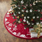 Shop For Handmade Christmas Tree Skirt Cotton - Village Scene Red - 60" Arcadia Home