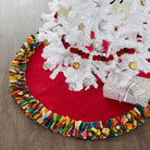Shop For Handmade Felt Multicolor Fringe Border Red Wool Christmas Tree Skirt Arcadia Home