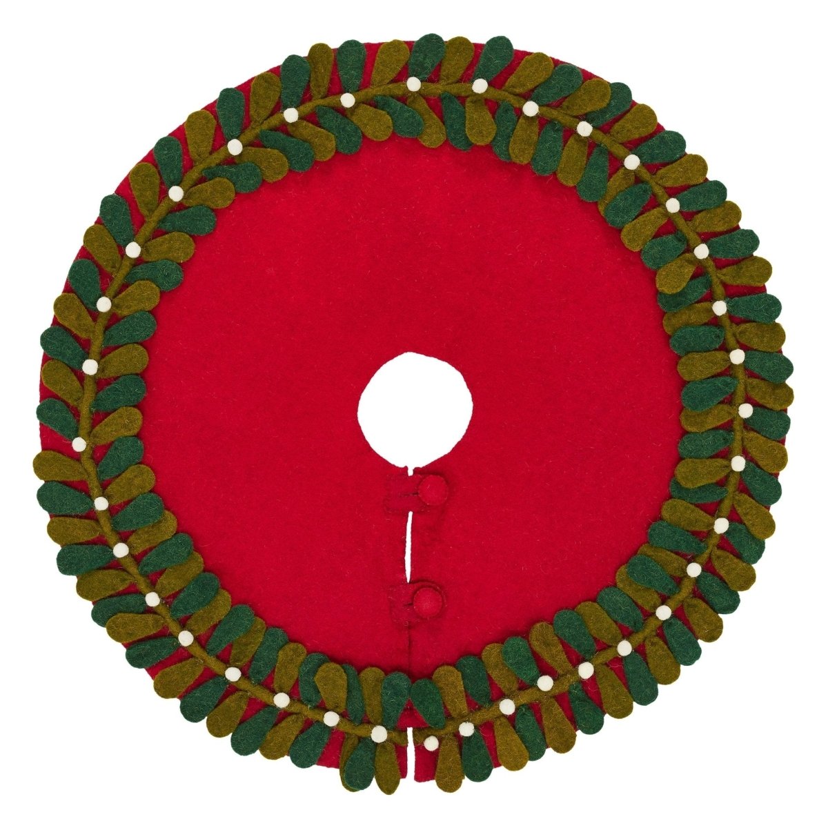 Shop For Handmade Mistletoe Border Red Mini Christmas Tree Skirt - 26" Arcadia Home