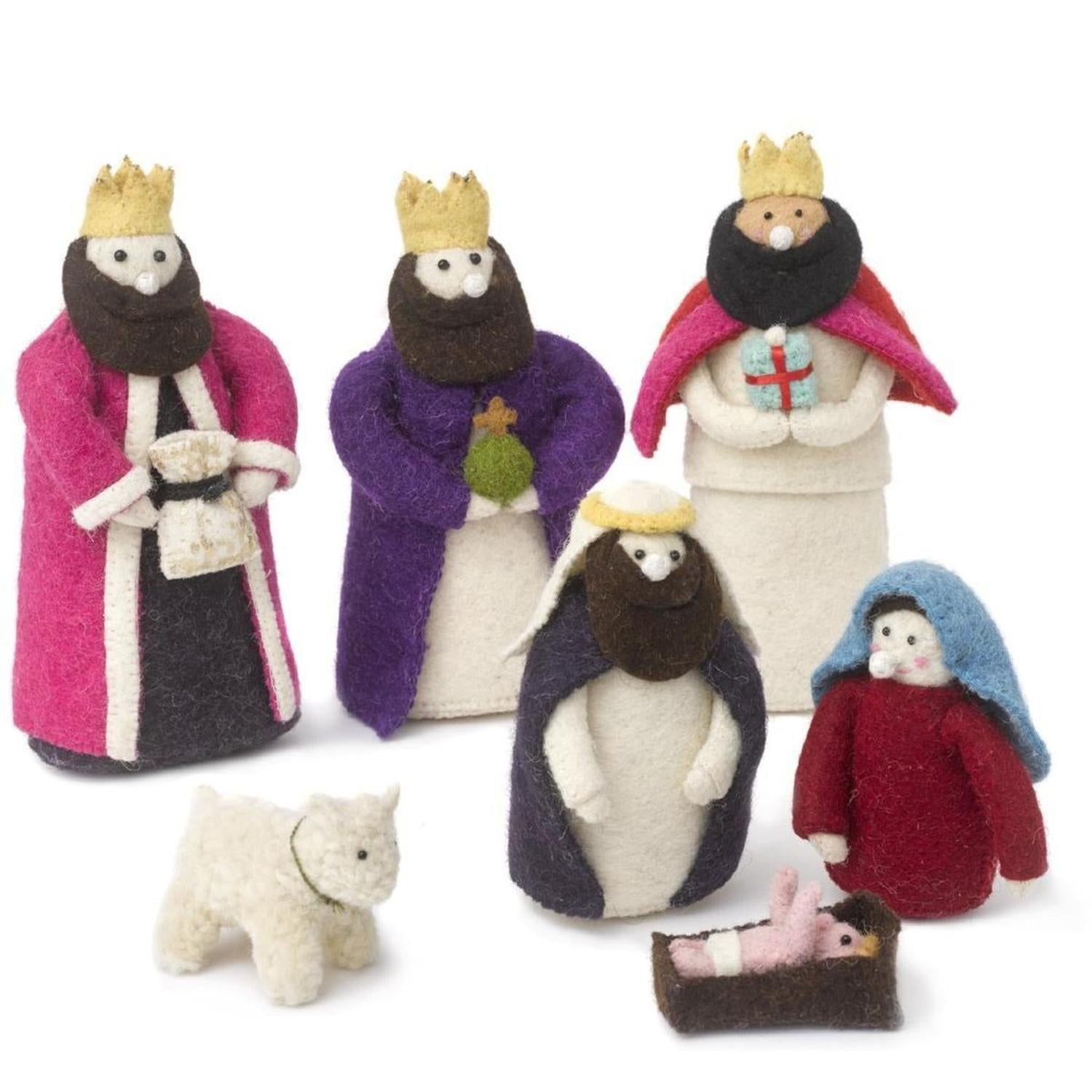 Handmade Nativity Scene Hand Felted Wool Arcadia Home