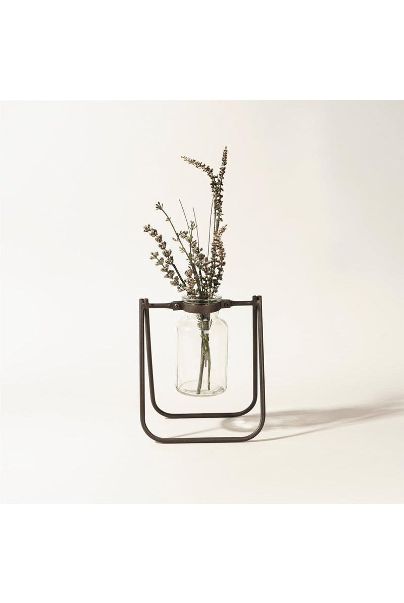 Shop For Hanging Glass Jar Vase with Metal Stand (Set of 2) 82052DS