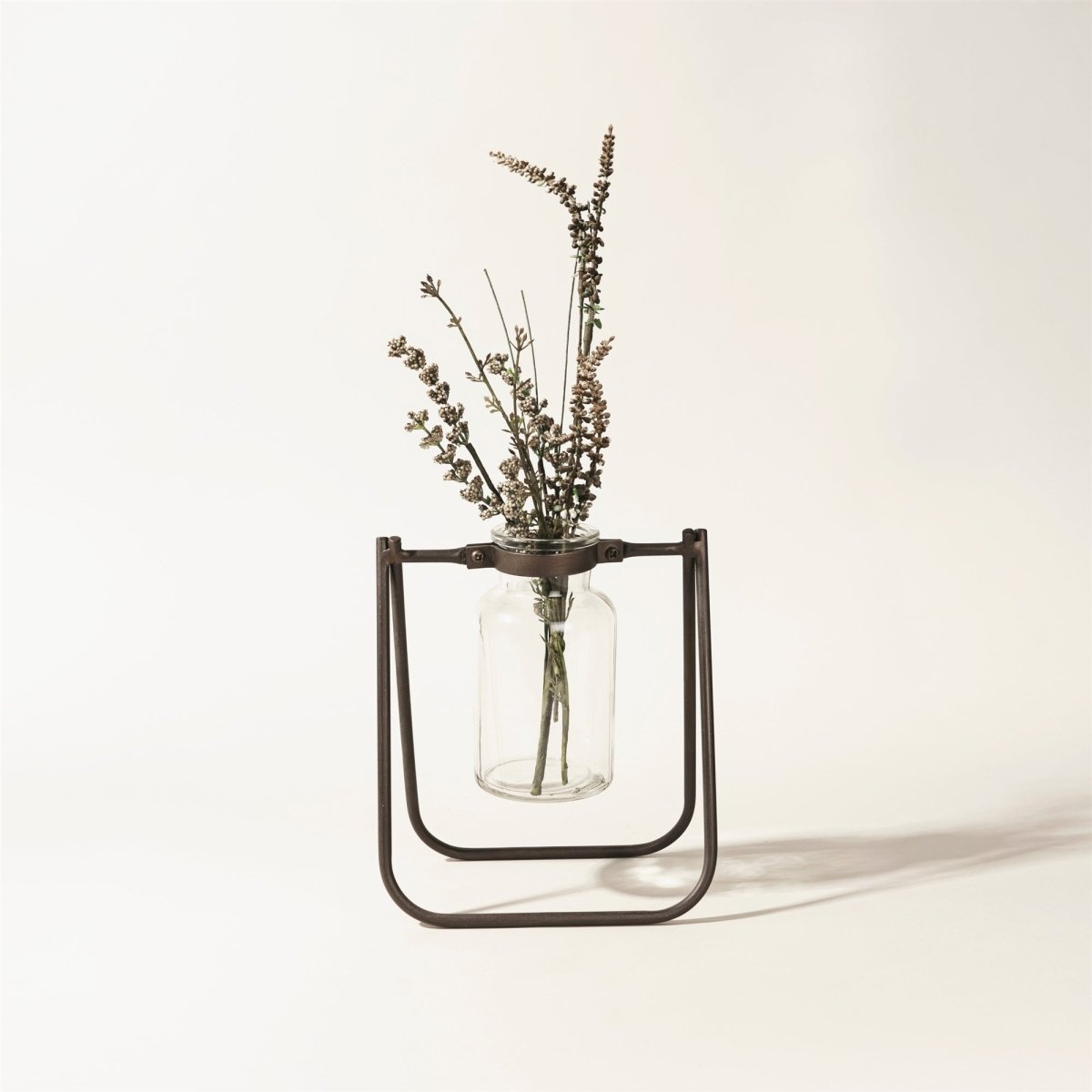 Shop For Hanging Glass Jar Vase with Metal Stand (Set of 2) at Michelle's aDOORable Creations