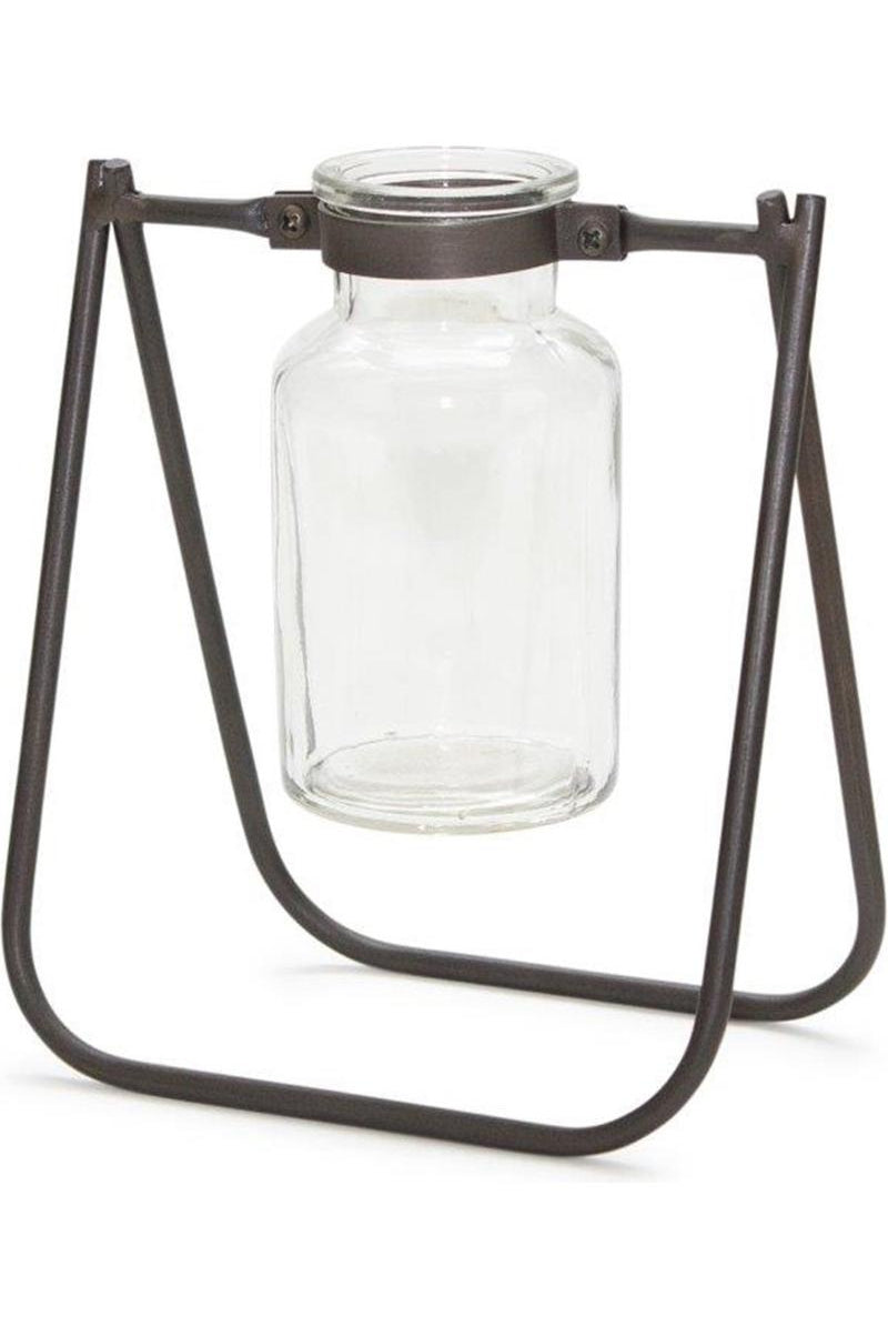 Shop For Hanging Glass Jar Vase with Metal Stand (Set of 2) 82052DS
