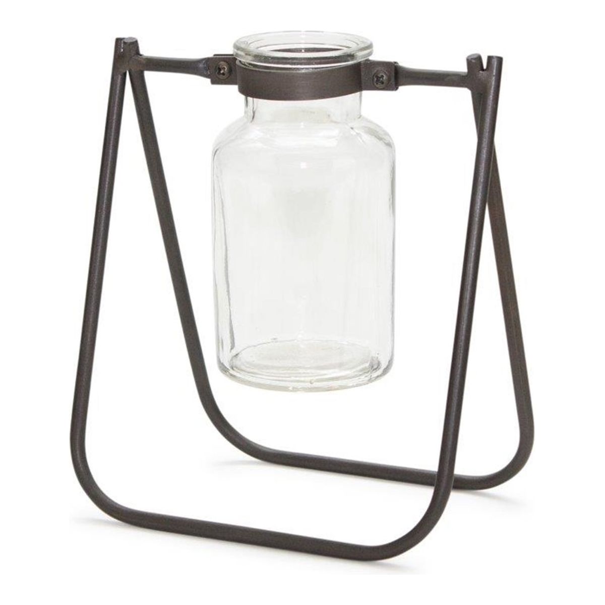 Shop For Hanging Glass Jar Vase with Metal Stand (Set of 2) at Michelle's aDOORable Creations